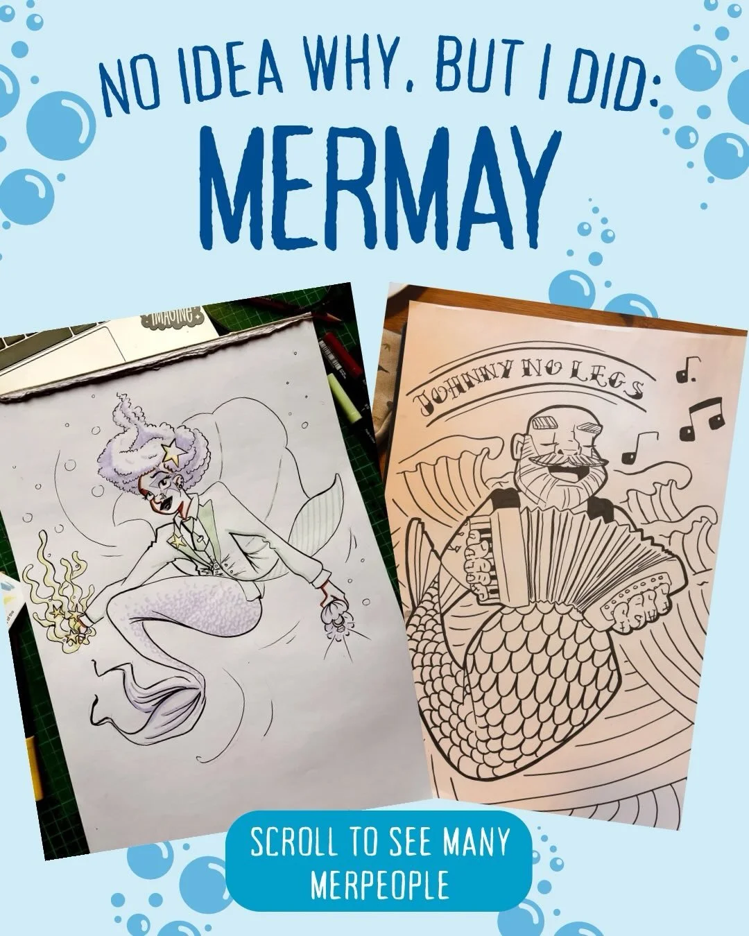 When life feels a bit much, take on a random project&hellip; that&rsquo;s what no one says, ever. But I did it anyway 😁

Loved doing Mer May ❤️ 

Thanks to @mermay_official for the prompts and inspiration and to @raven.on.the.roof for being my accou