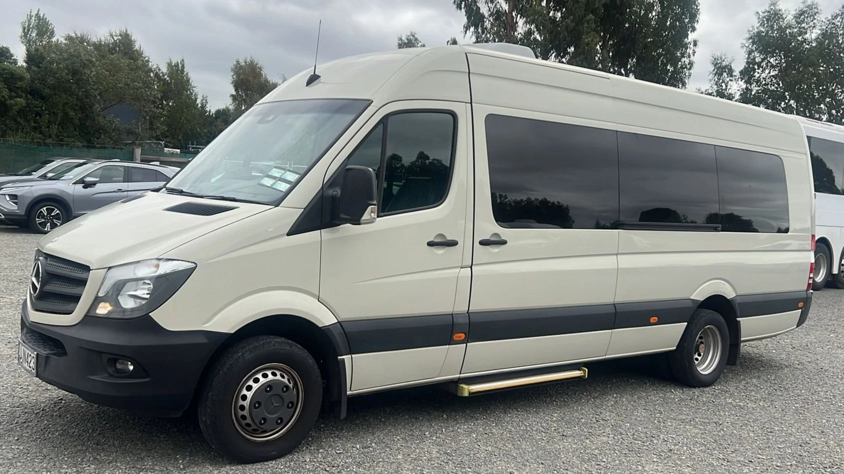 19 seater +driver, Cream Mercedes 519 Sprinter. Fully tinted and Leather.