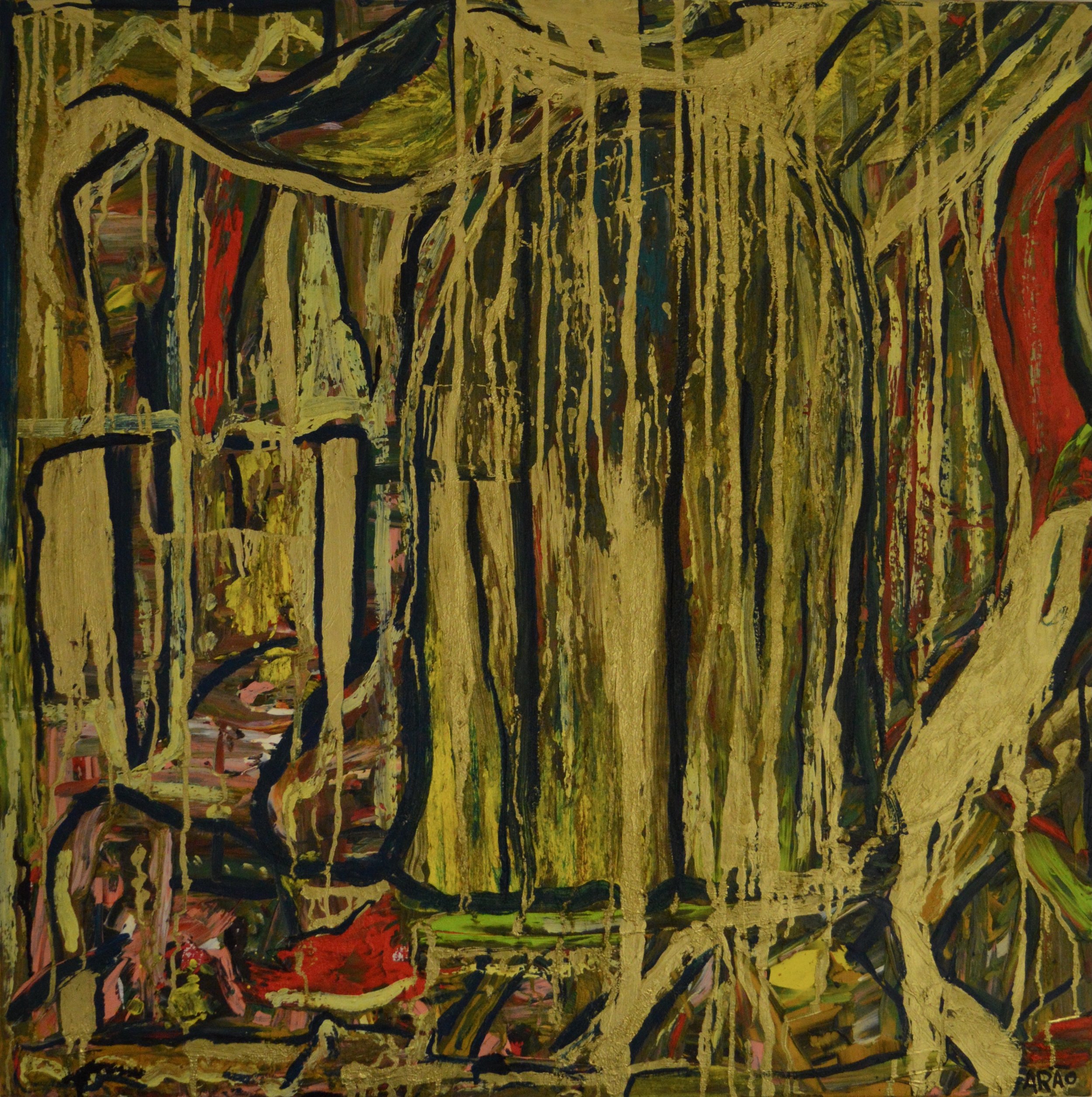 PAIXÃO DOURADA (Painting - 100cm x 100cm x 4cm - 1200 Euro - Germany) Arão Pinto
