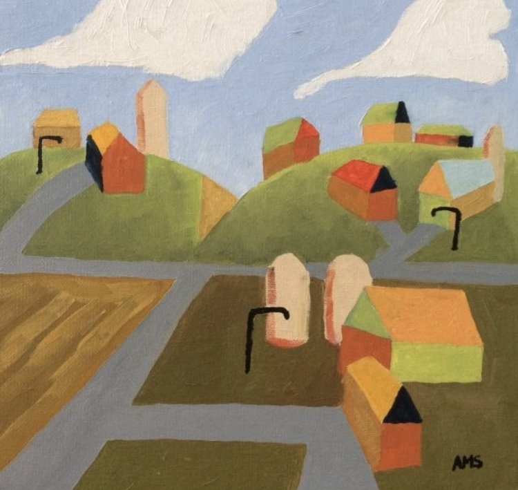 Ohio Farming Community (Painting - 12" x 12" - USA) Aaron Szeifert