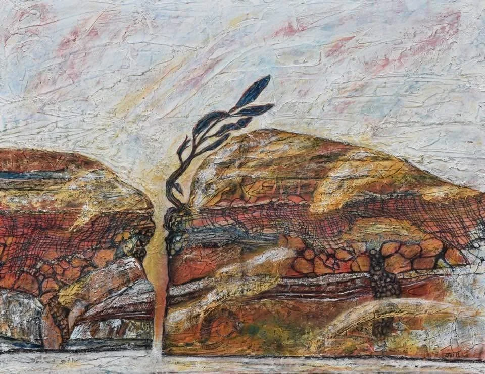 Resilience (Mixed Media - $500 - 27” x 35” x 1/2”) - Janet Phillips