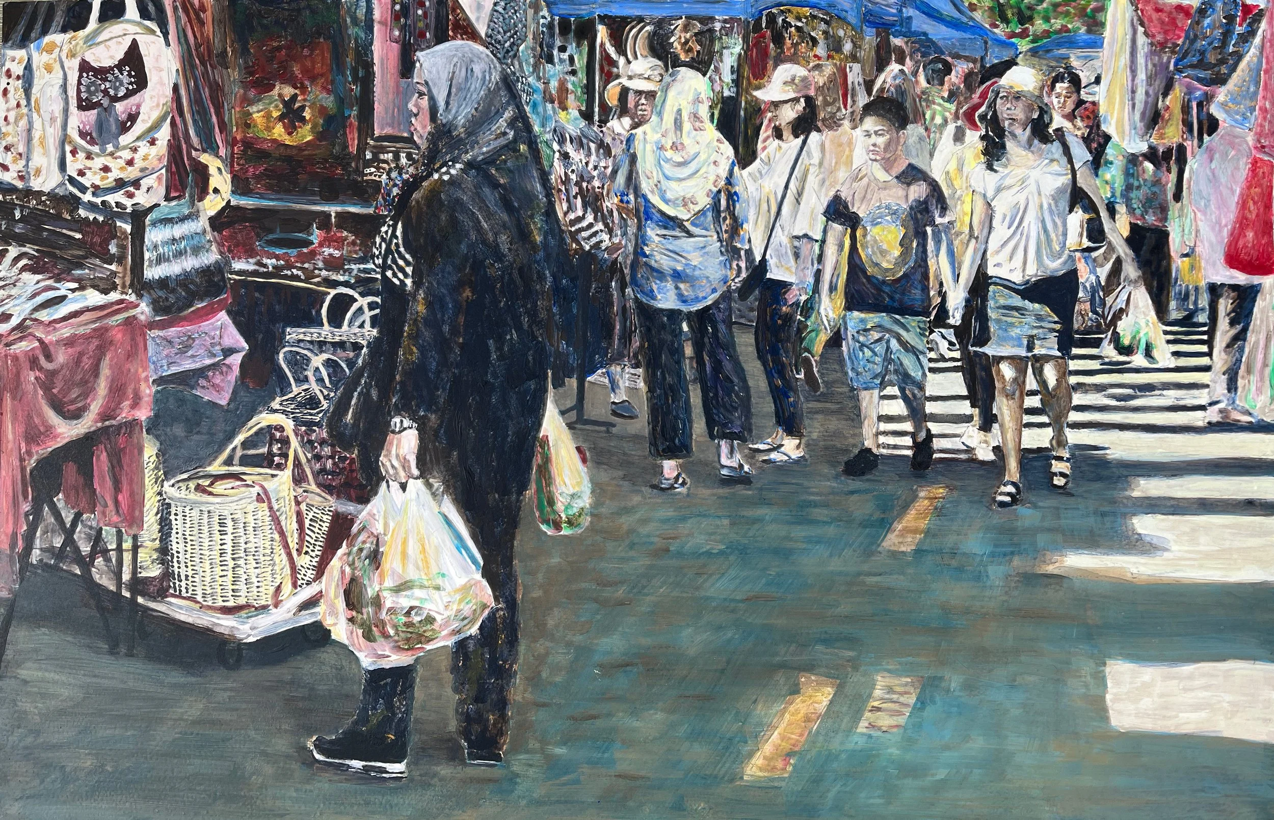 Market, Kota Kinabalu (Painting - 23.2" x 15.3" x 0.2" - 415 NZD - New Zealand) Hoagy Scoins