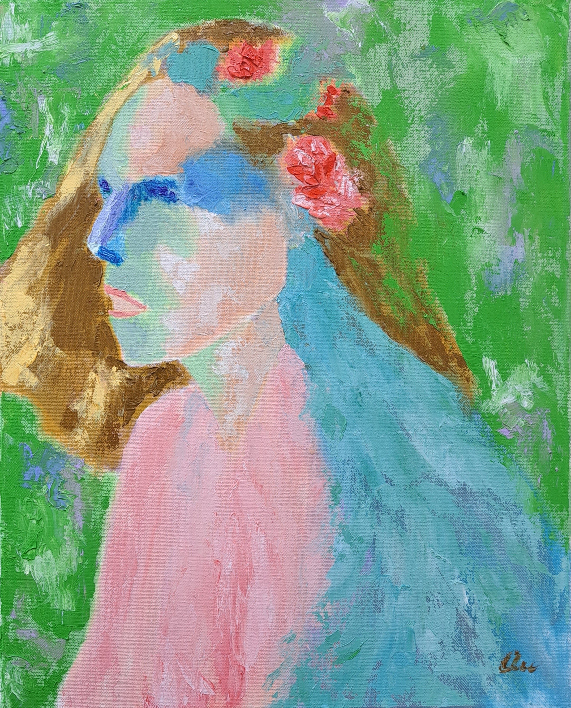 Worrying (Oil and acrylic on canvas - 20" x 16" x 1" - $1000 - Hong Kong) - Kwok Au