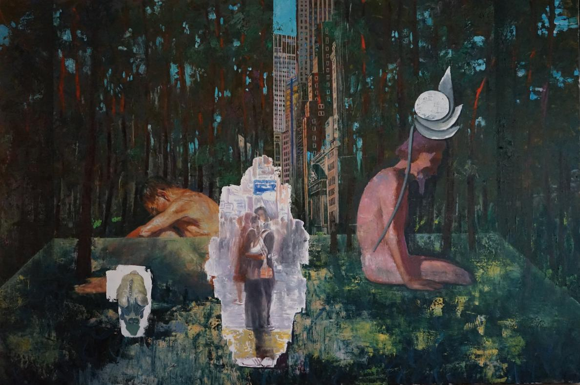 Between Forest and City (Painting - 120cm x 80cm  - Canada) Jun Wang