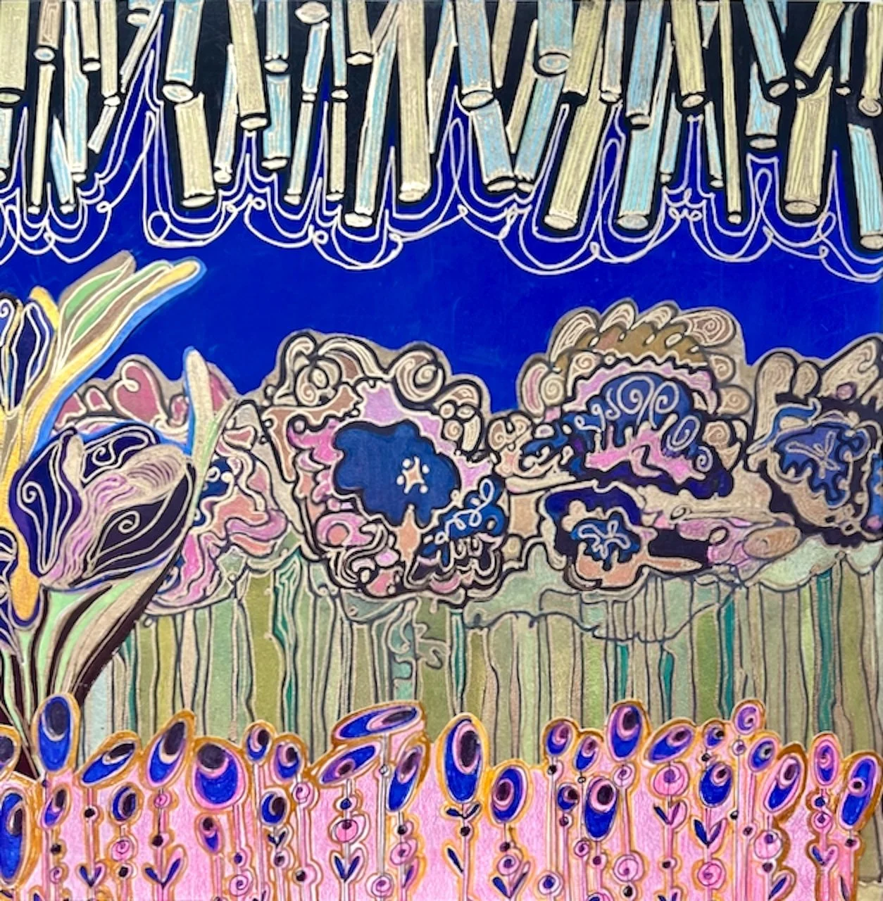 Jungle Fantasy (Mixed Media - 24" x 18" x 2" - $450 USD - USA) - Beverly Post Barrett