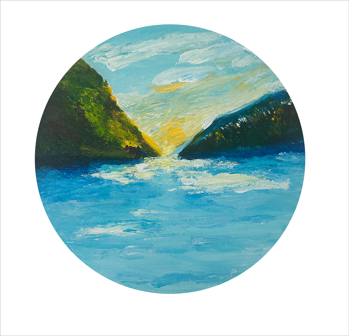 Sunset in BC (Painting - $275 - 12” diameter) - Patricia De Jesus