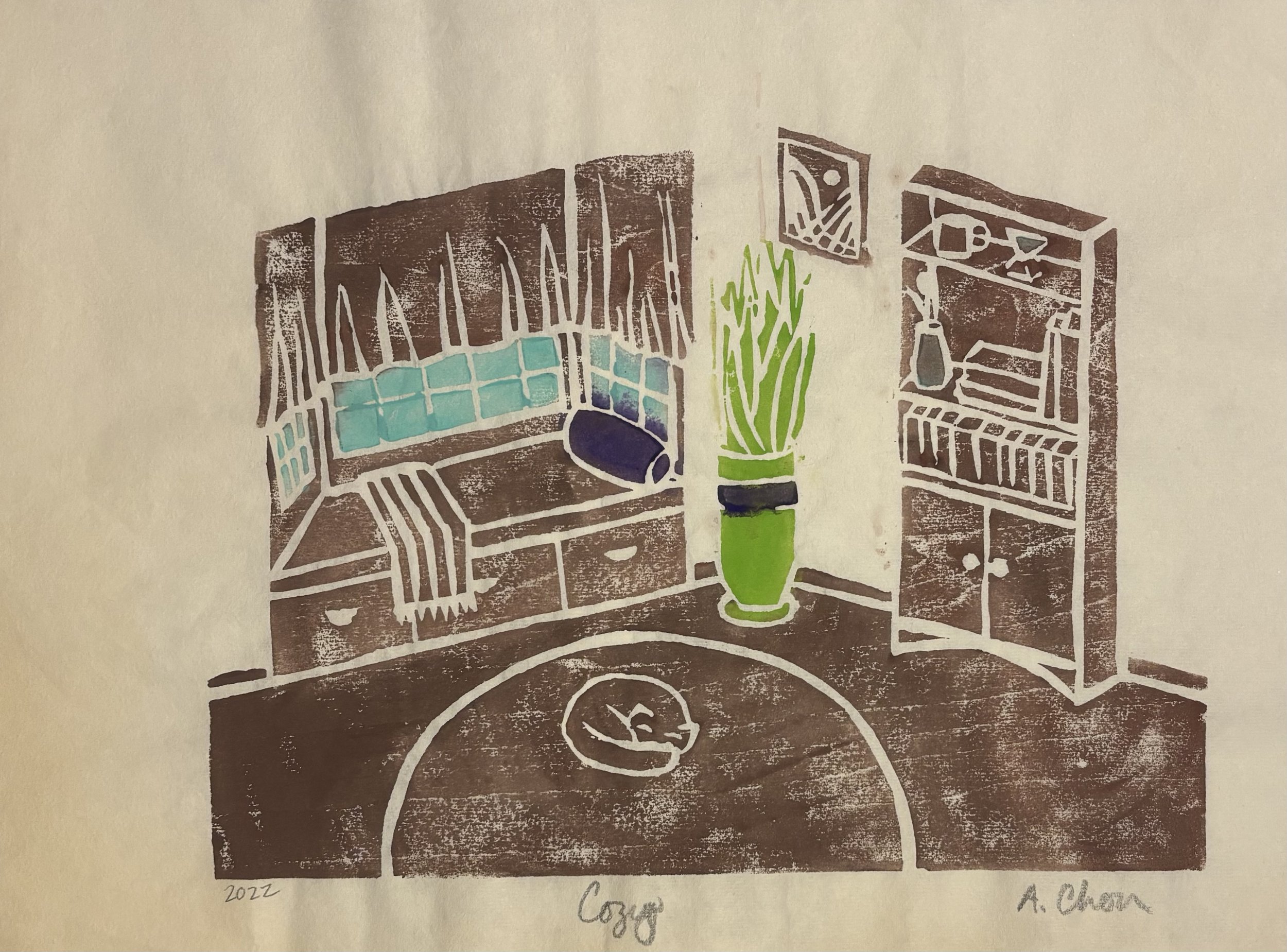 Cozy (Printmaking - 9.5” x 13” - $60 CAD - Canada) Angela Chou