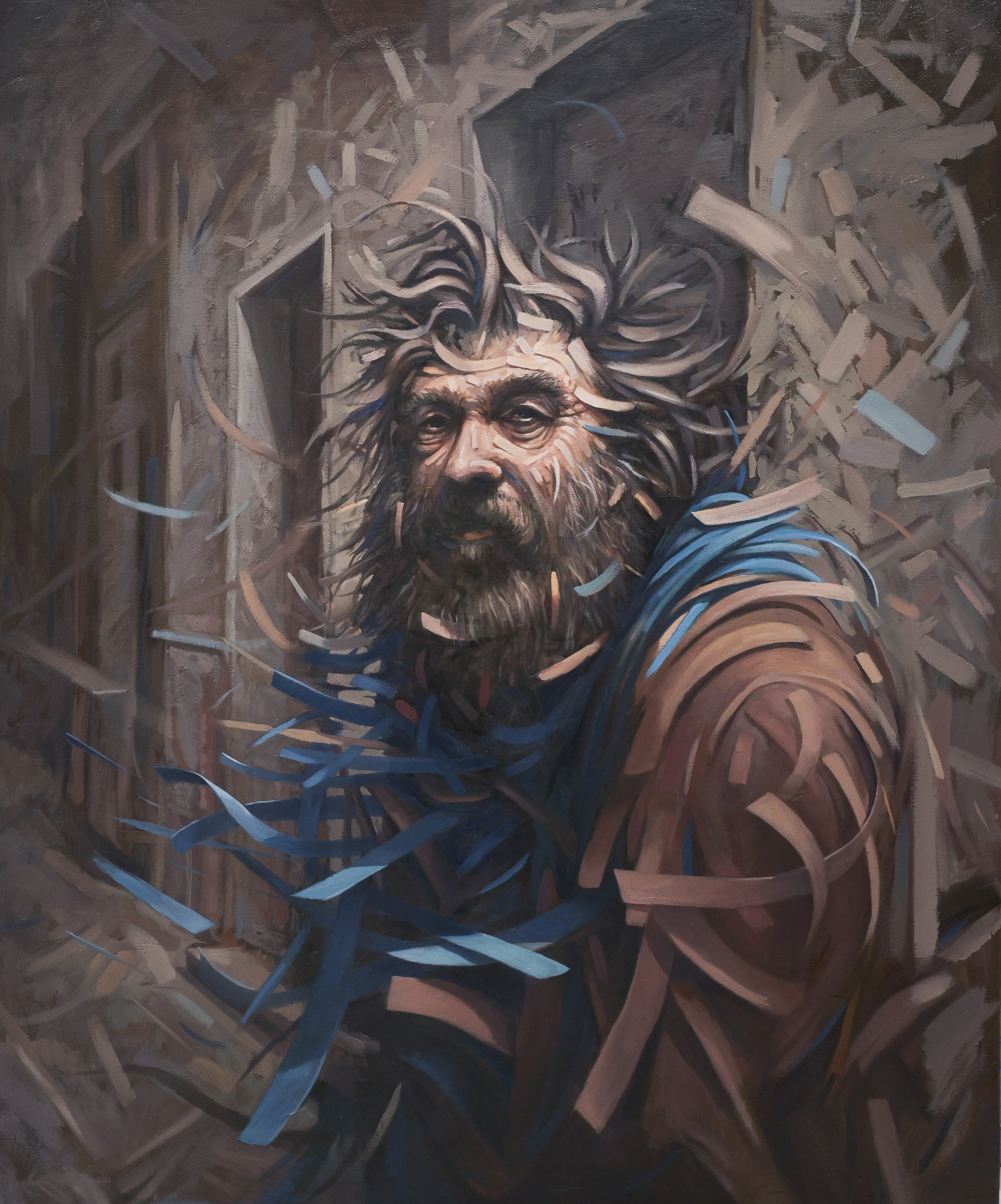Homeless (Painting - 100cm x 120 cm - 12000 - Kuwait) Dr. Nasser Alrifaei