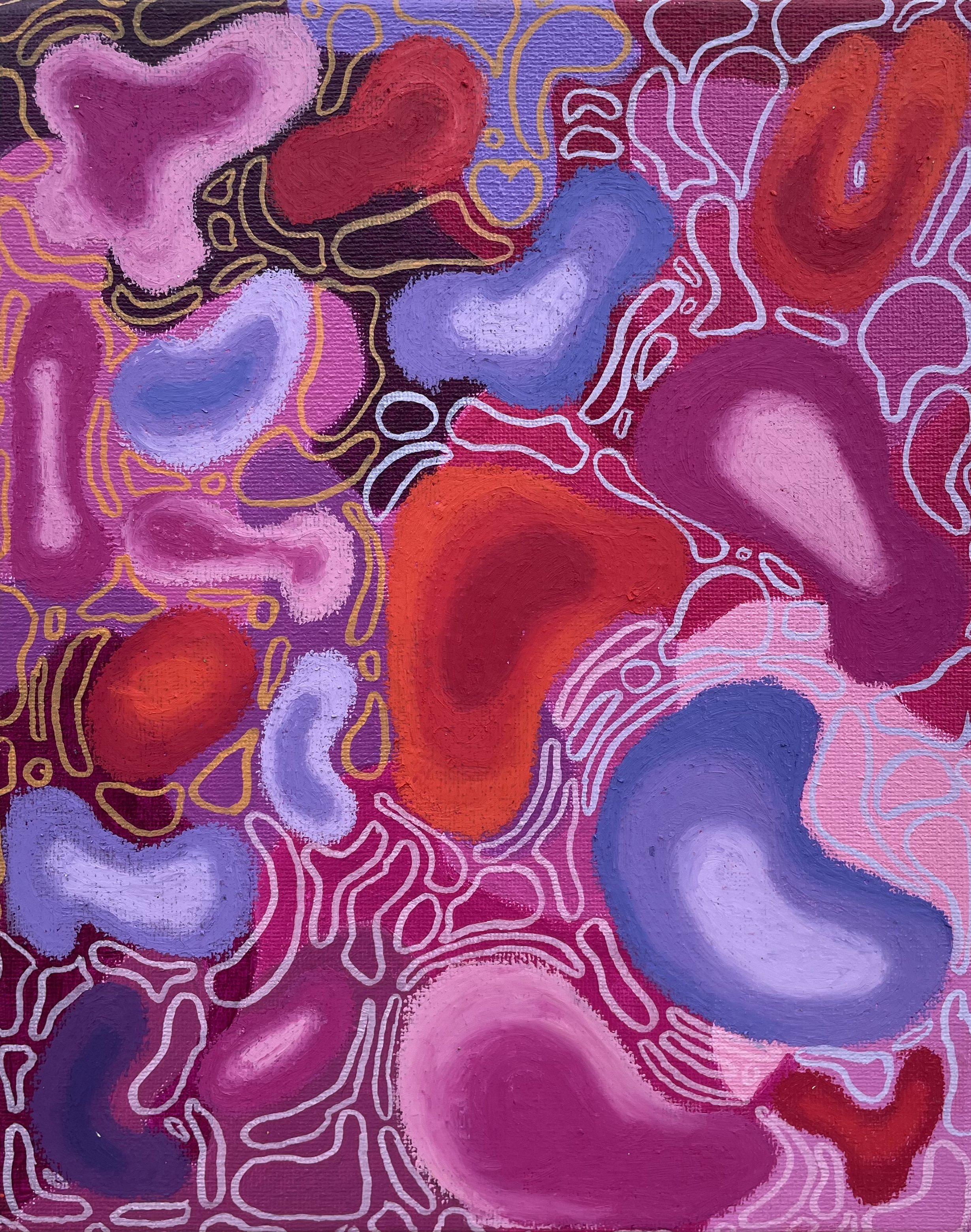 Microbe Fuchsia (Painting - 10” x 8” x 5/8” - $125 USD - USA) Rosa Rodriguez