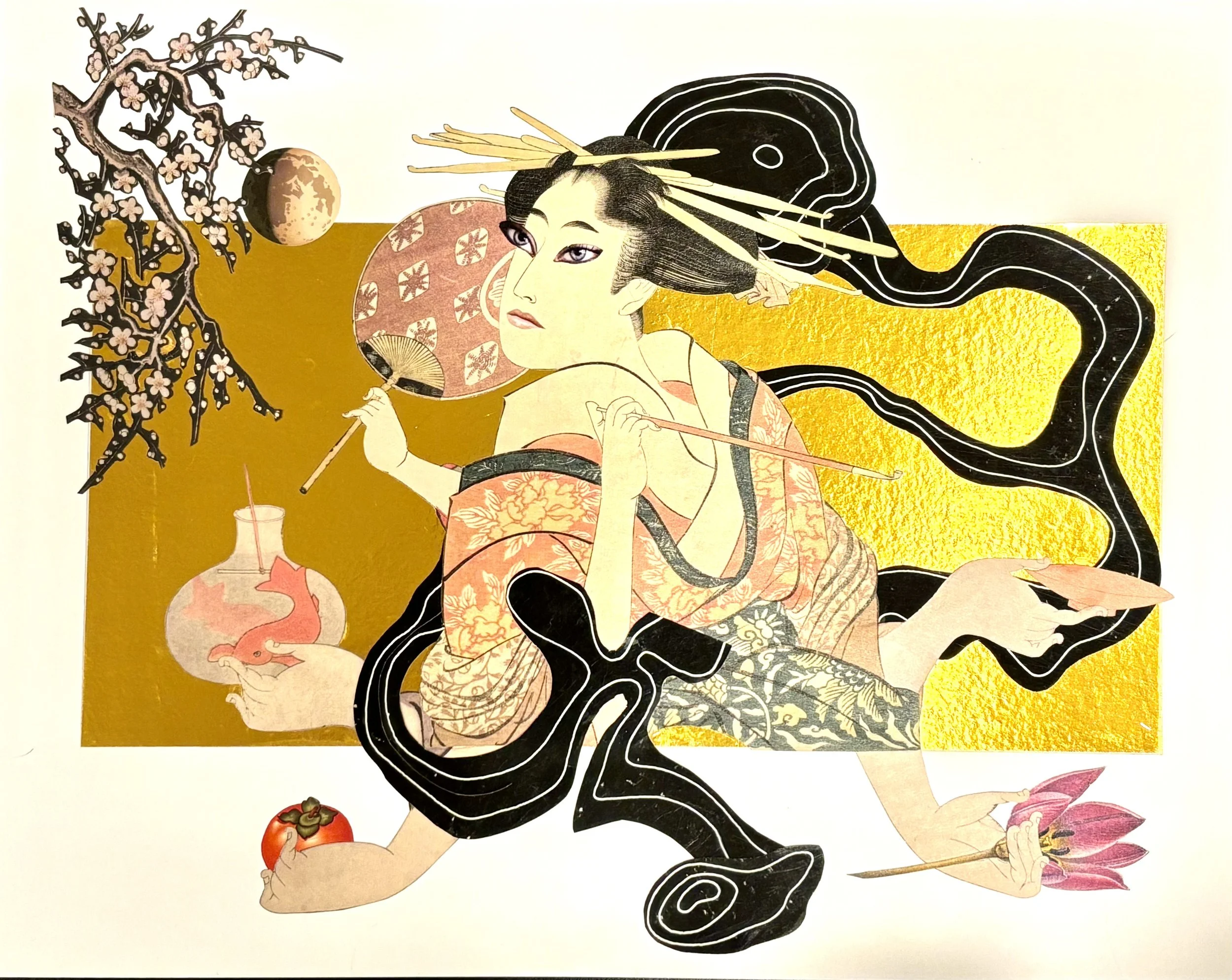 Scenes From the Floating World (Mixed Media - 14" x 11" - $800 USD - USA) Trudy Borenstein-Sugiura