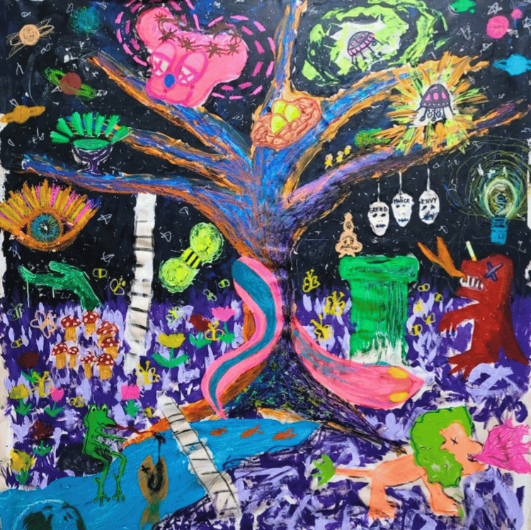 Midnight in the Garden of Orlando (Mixed Media - $12,028 - 64 x 67.5'') - Roshan James