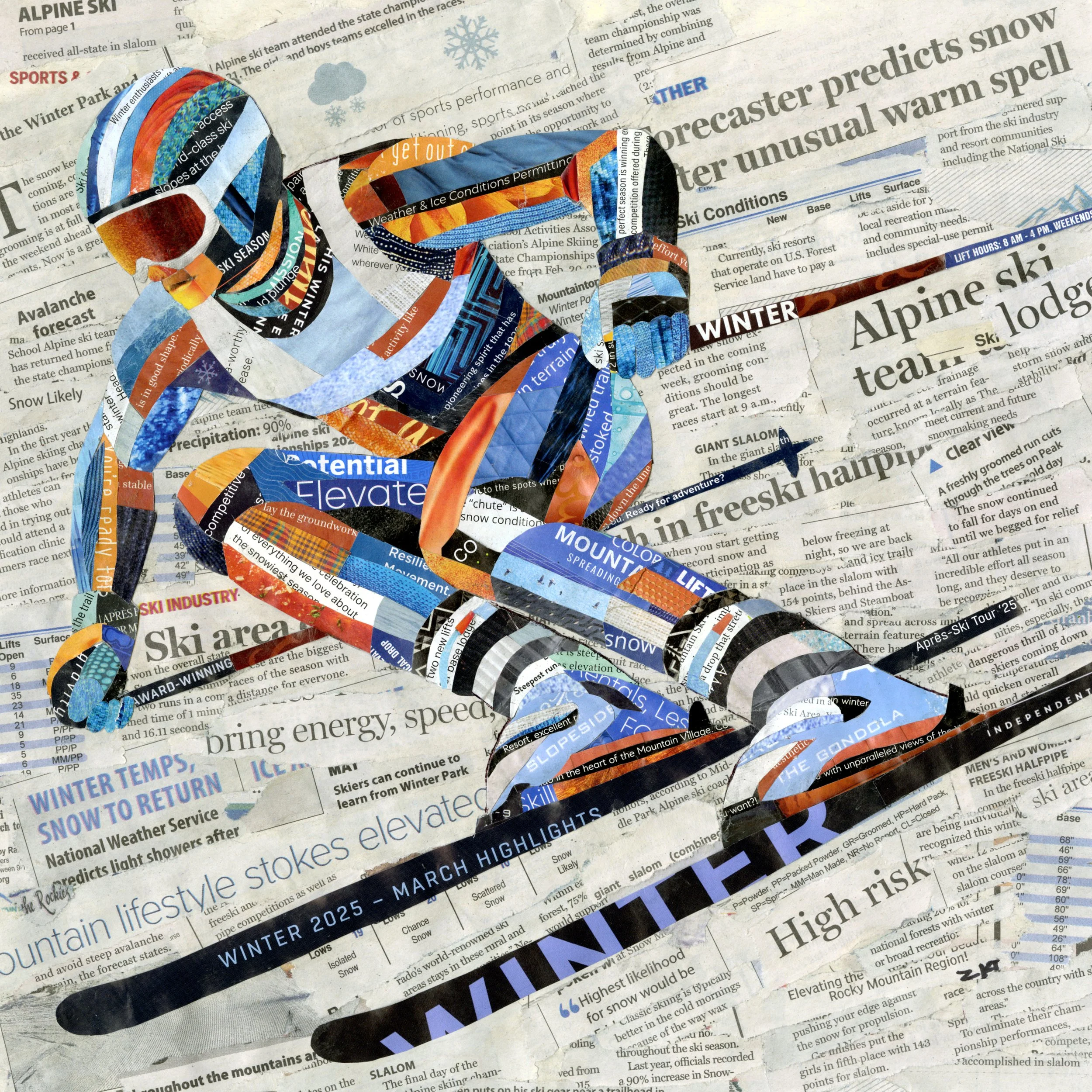 Downhill (Mixed Media - 12" x 12" - $4000 USD - USA) ZK Truth