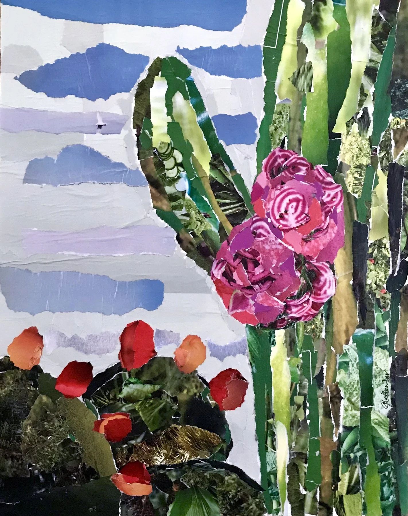 Saguaro Sky (Unique Medium - 20" x 16" x 1.5" - $1100 USD - USA) Gilat Ben-Dor