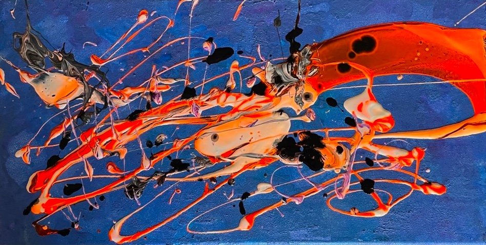 The Neon Lobster (Painting - 10" x 20" x 1.5" - $350 CAD - Canada) Banu Tulumen
