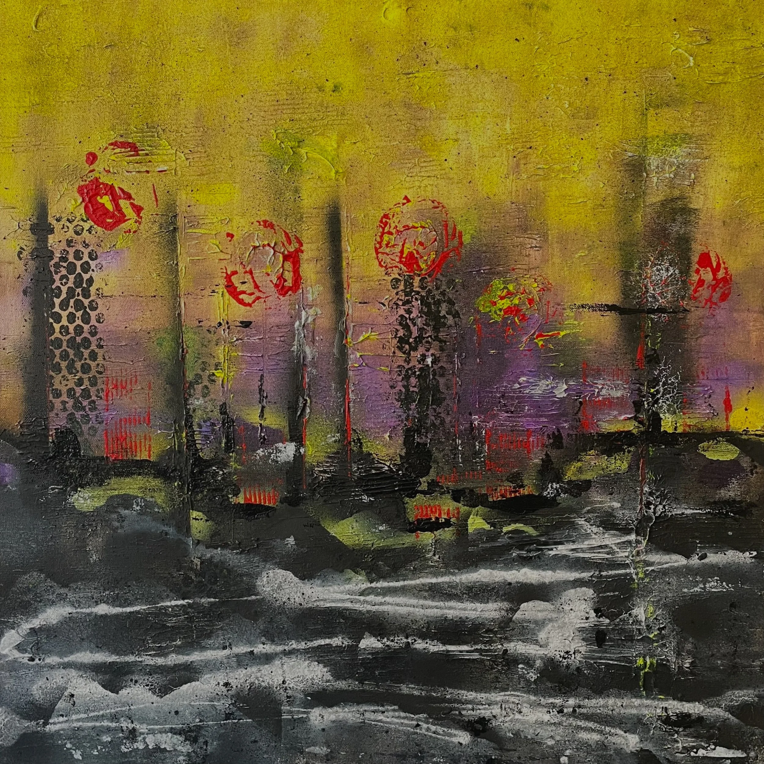 Pathway to the Ethereal City (Painting - 24" x 24" x 1.5" - $500 CAD - Canada) Banu Tulumen