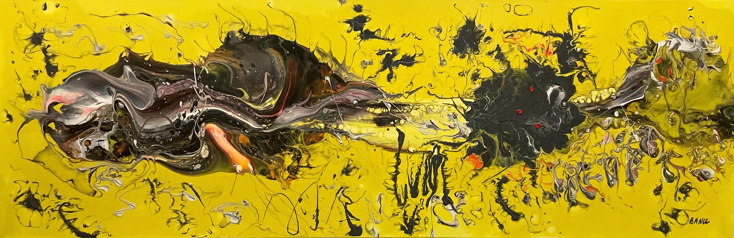 Dragona Jellyfish (Painting - 12" x 36" x 1.5" - $950 CAD - Canada) Banu Tulumen