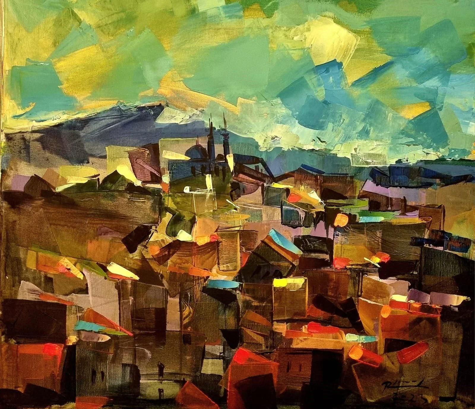 Sunset in Bursa (Turkiye) (Painting - 23.6" x 27.5" x 2" - Romania) Rares Kerekes