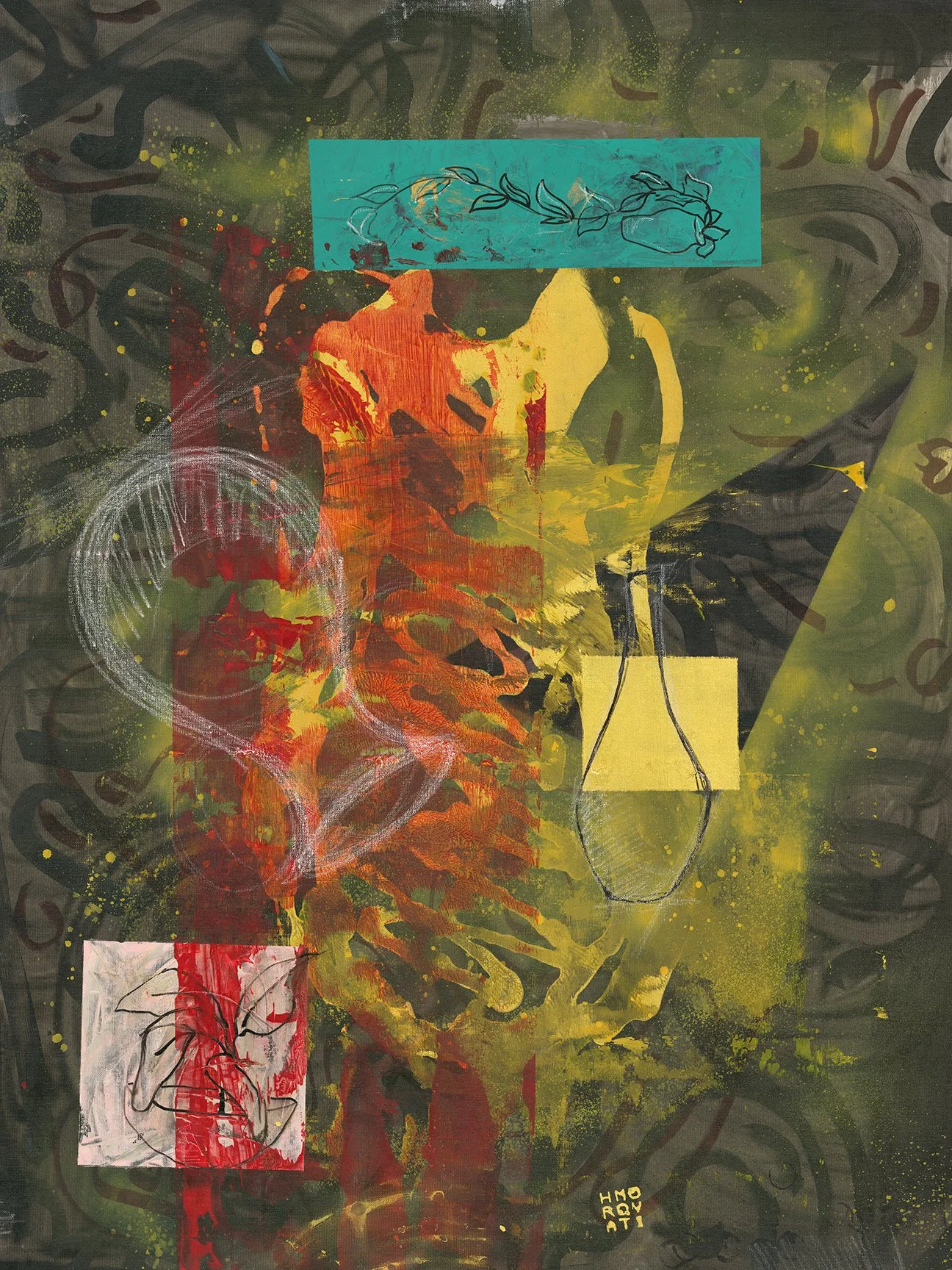 Transcendence in Layers (Mixed Media -36 x 48 Inch) - Hamed Morovati