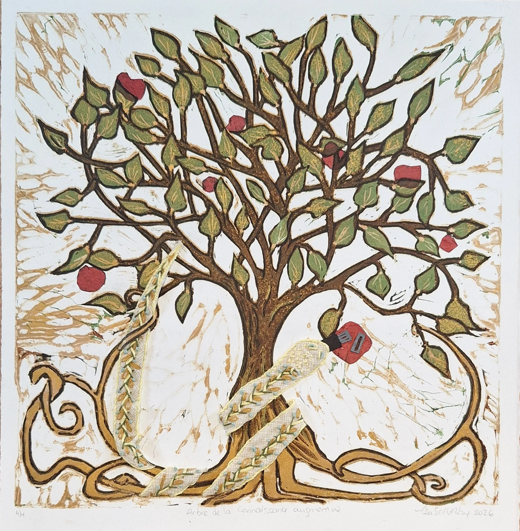 Arbre de la connaissance augmentée (Mixed Media - $350 - 13 H x 13W x 0.25D Inches) - Isabelle Roby