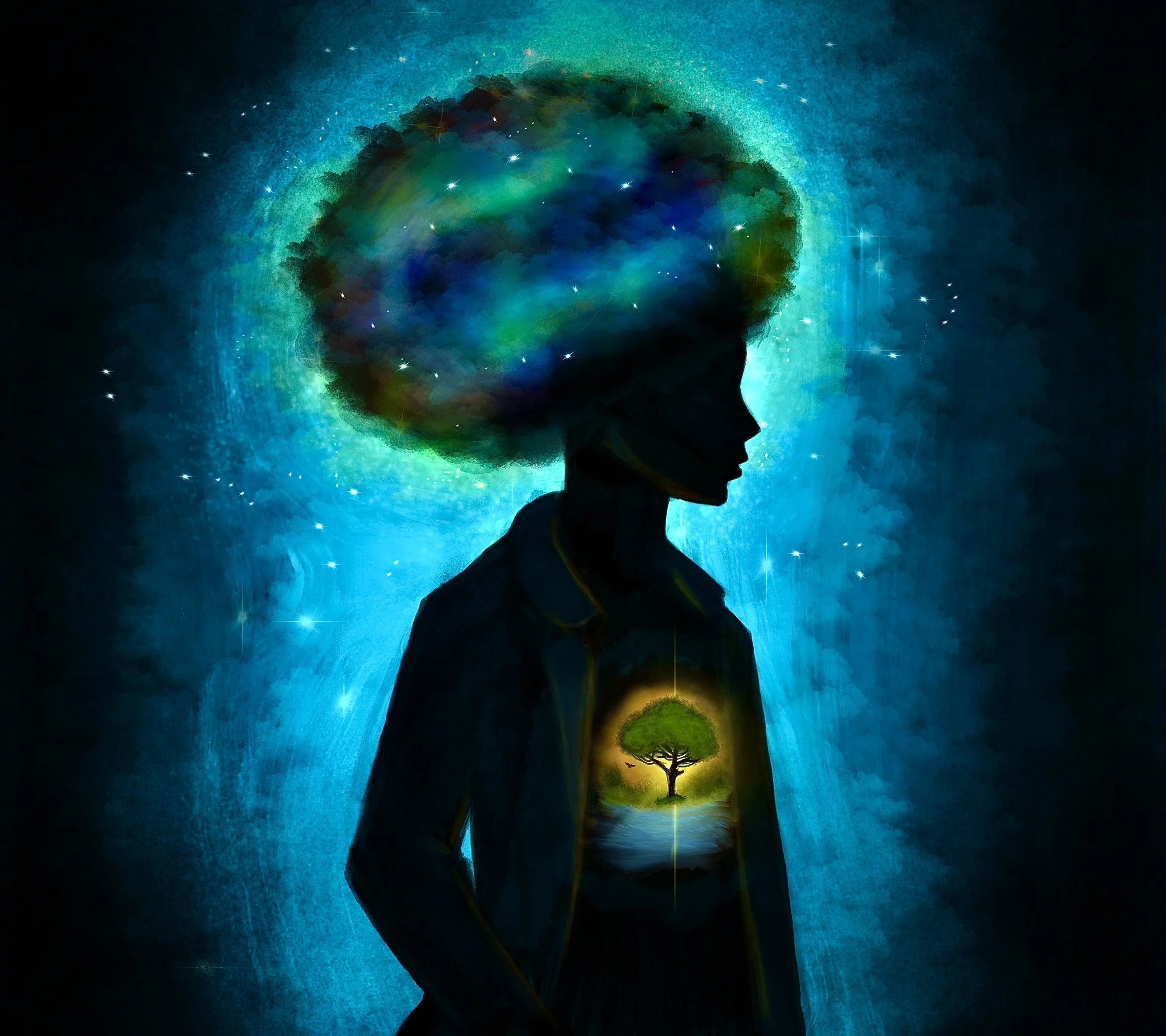 The Girl Who Carries The Weather (Digital Art - 13.33" x 15" - USA) Ella Pack