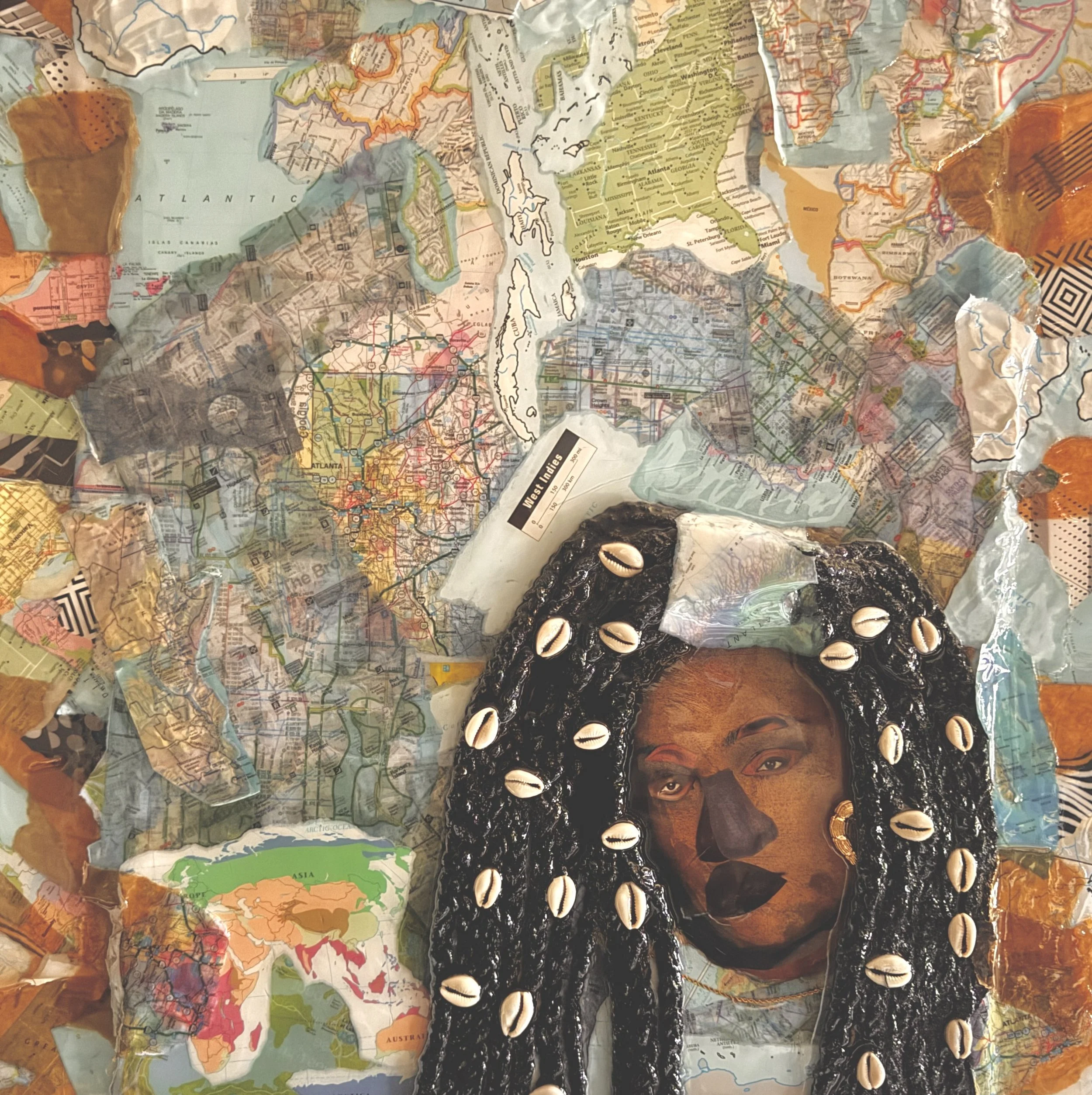 Homegirl Travels (Mixed Media - 24" x 1/5" x 24" - $1670 USD - USA) Kyra Clemons