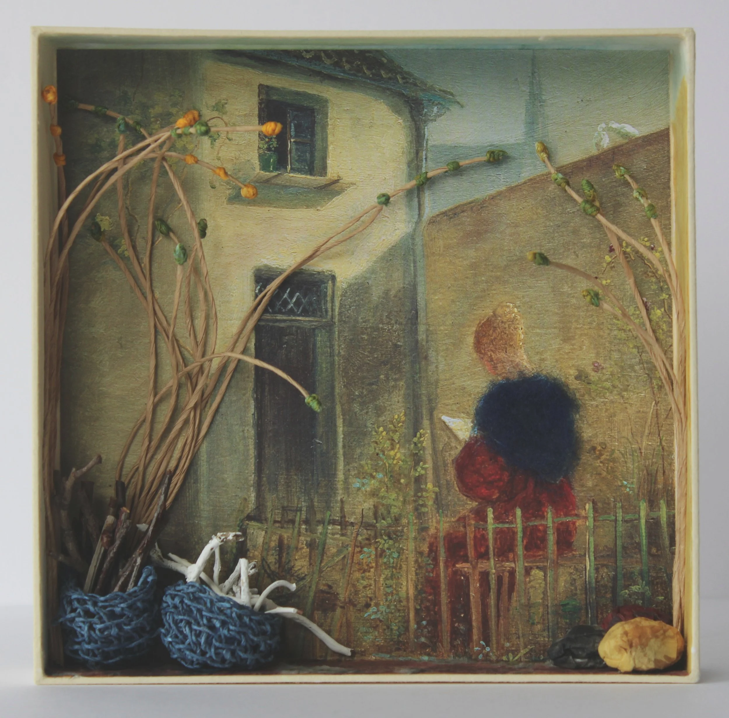 PARADISE (Mixed Media - 7.9 x 7.9 x 1.57 inch - $420 USD - Germany) - Sabine Thornau