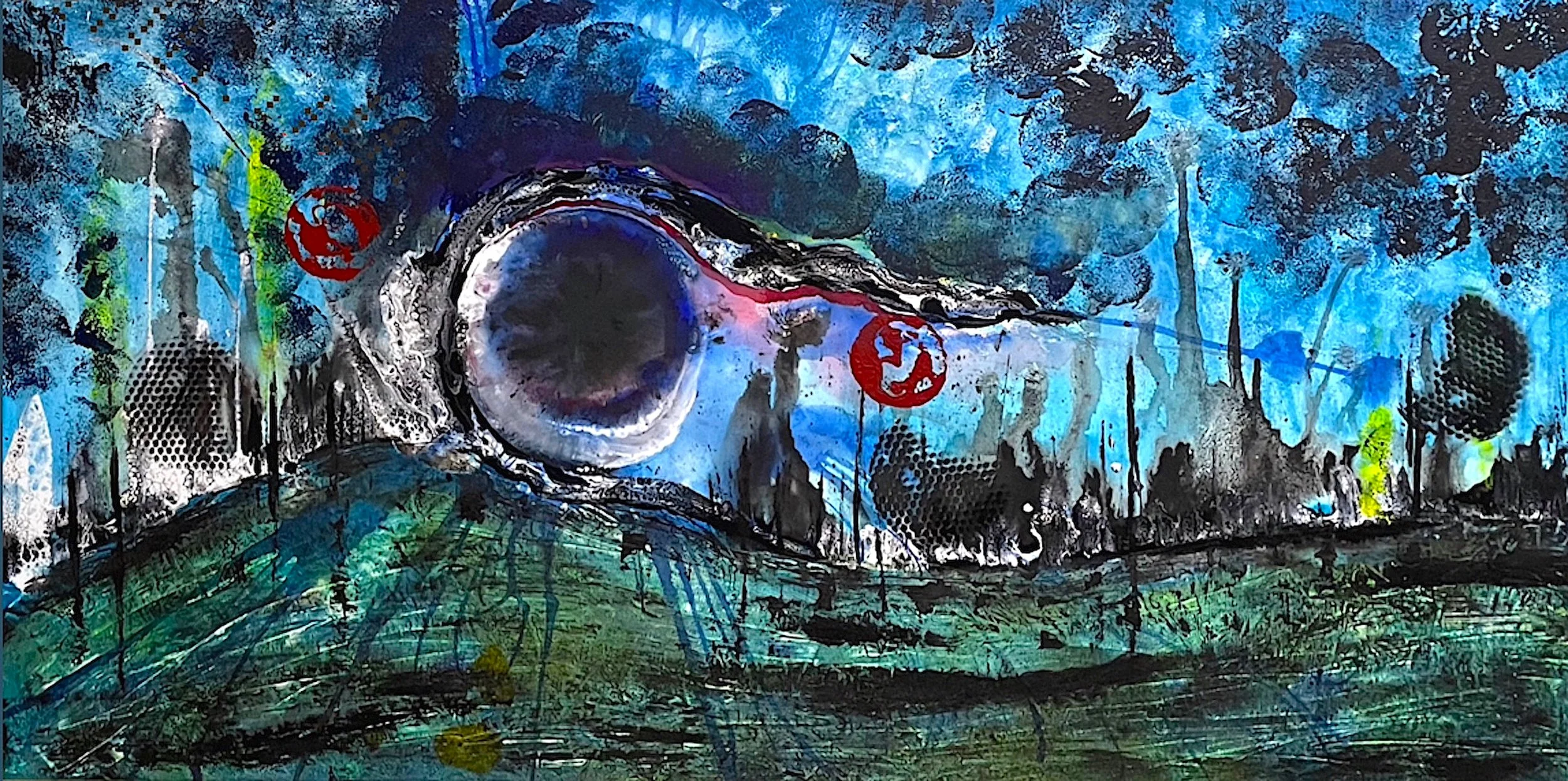 When The Earth Grew An Eye (Painting - 24" x 48" x 1.5" - $1750 CAD - Canada) Banu Tulumen