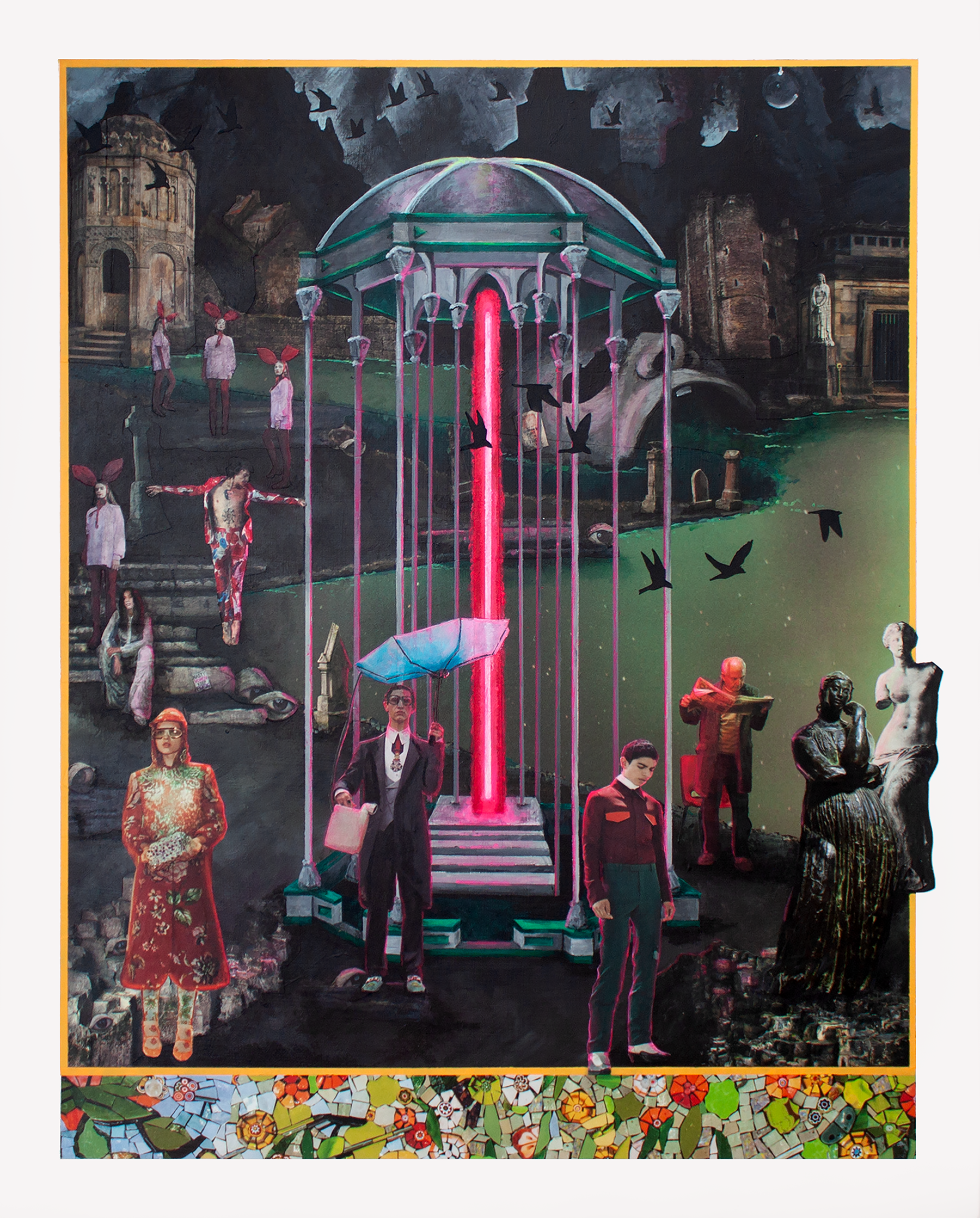 On Entering Dis [Cantos 8-10 of Inferno] (Mixed Media - 20" x 16" x 0.25" - $500 USD - USA) Kimberly Steiner