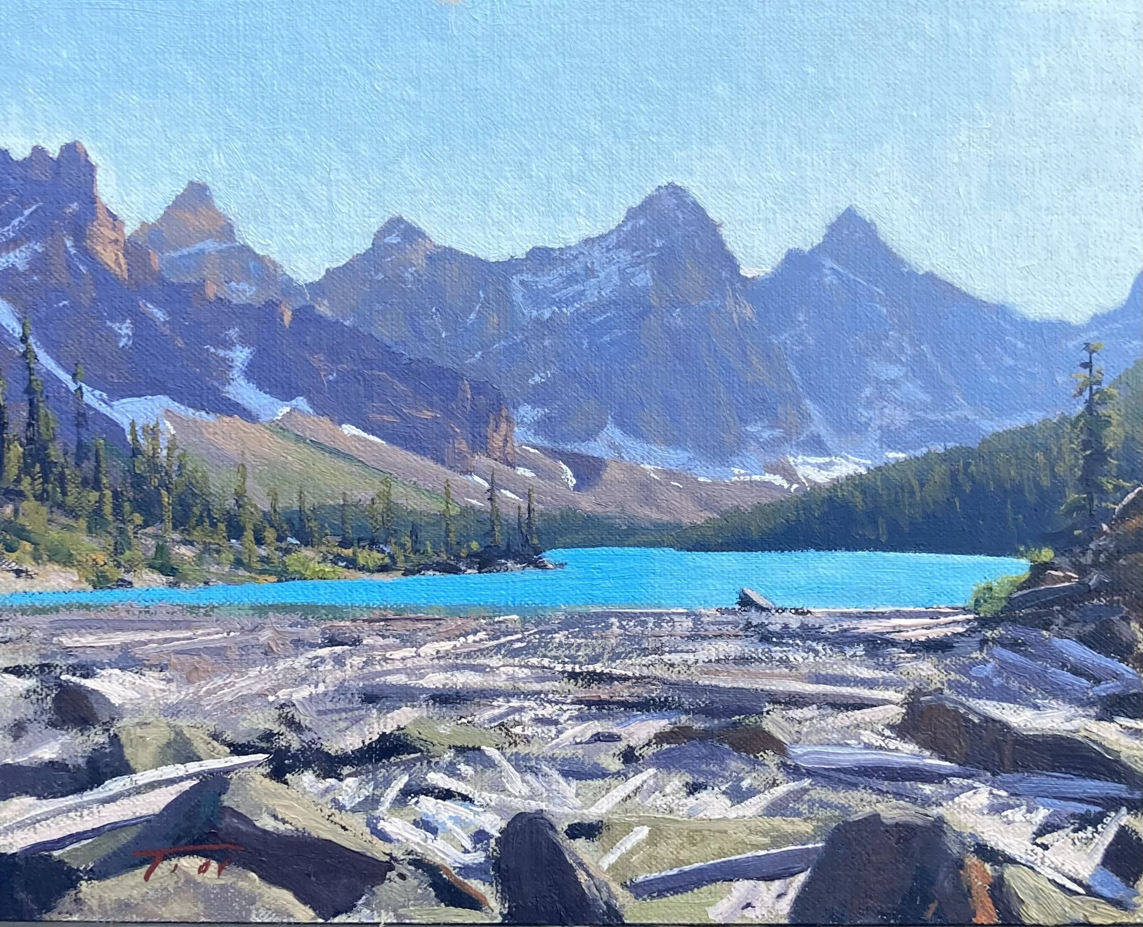 Log Jam, Moraine Lake (Painting - $1300 - 8 x 10 inches) - Todd Lachance