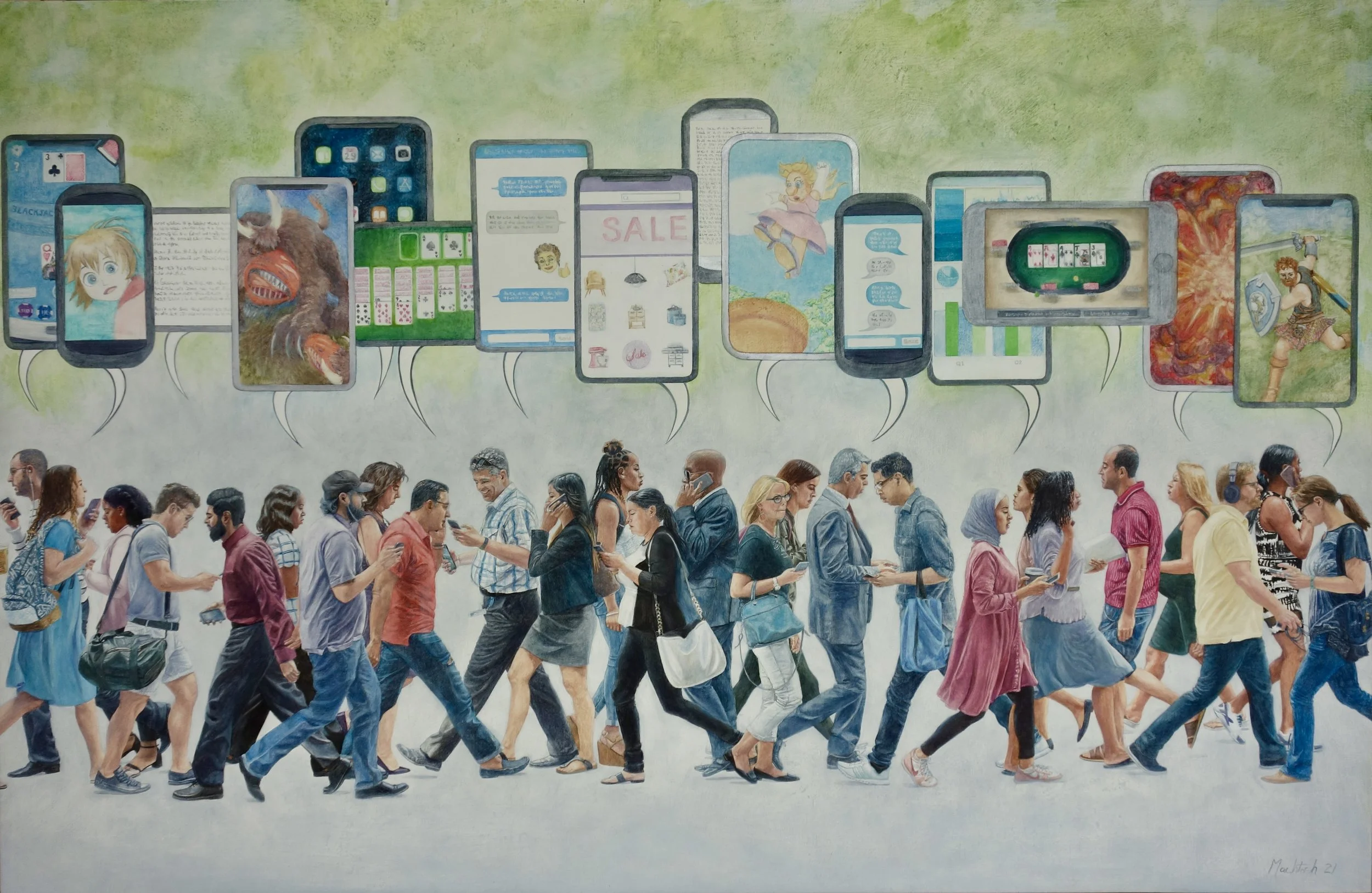 Devices (Painting - $8000 - 26" x 40" x 2") - Valerie MacIntosh