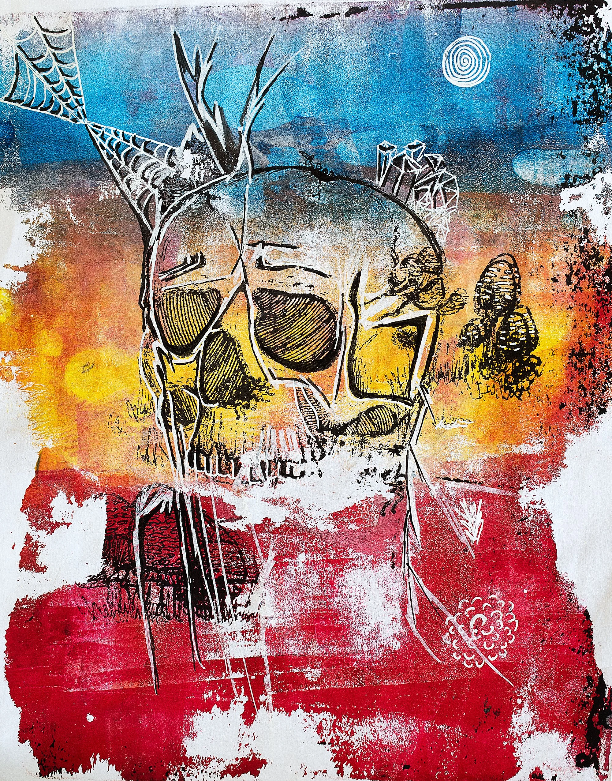 Dormant Treasure (Mixed Media - 9.5" x 12.5" - $100 USD - Israel) BLKGLOW