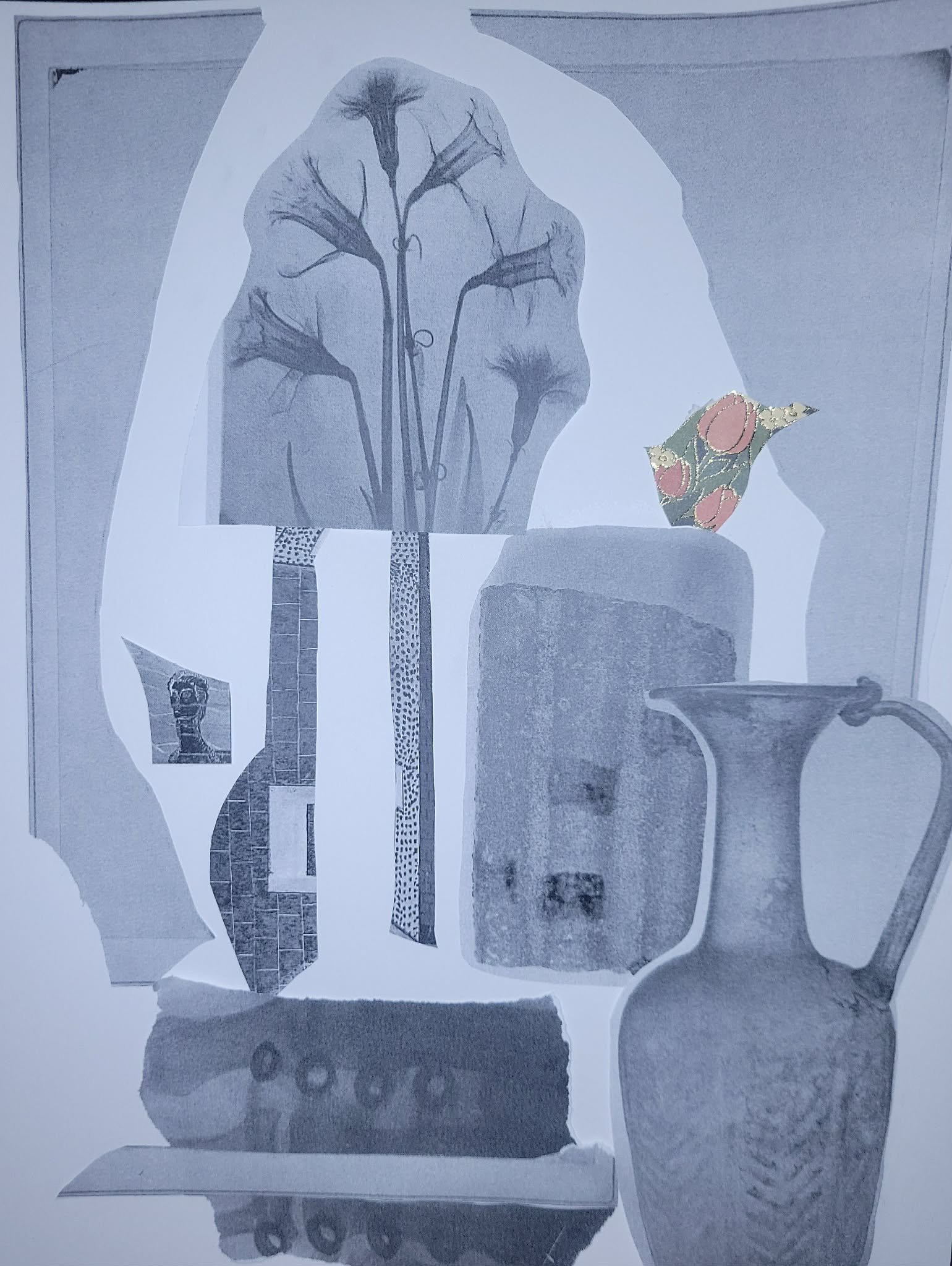 The doctors kiss and make ikebana with the X-ray machine (Mixed Media - 9" x 12" - $1636 CAD - Canada) Shannon Wallace