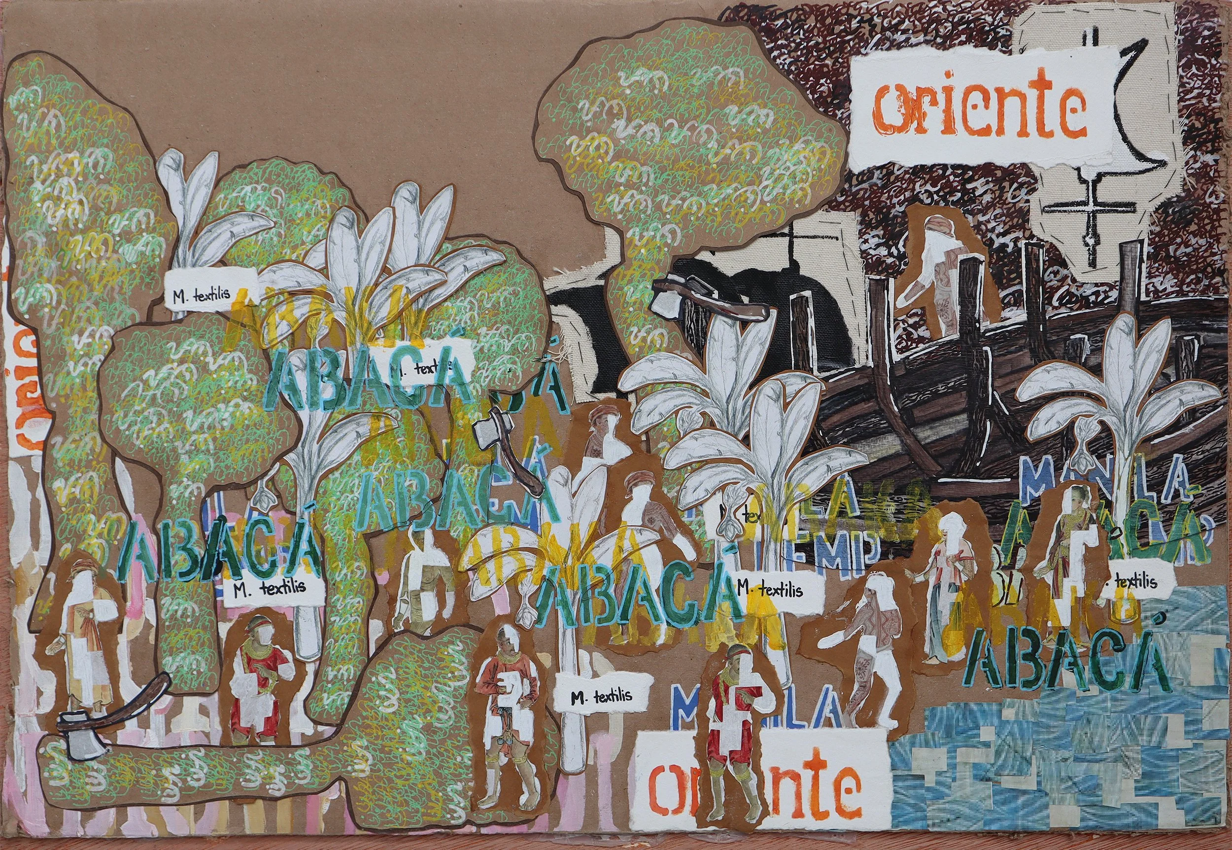 Mga Bangka ng Kayamanan (Ships of Fortune) II (Mixed Media - 16” x 24” x 1.5" - Canada) Isadara Bulaklak