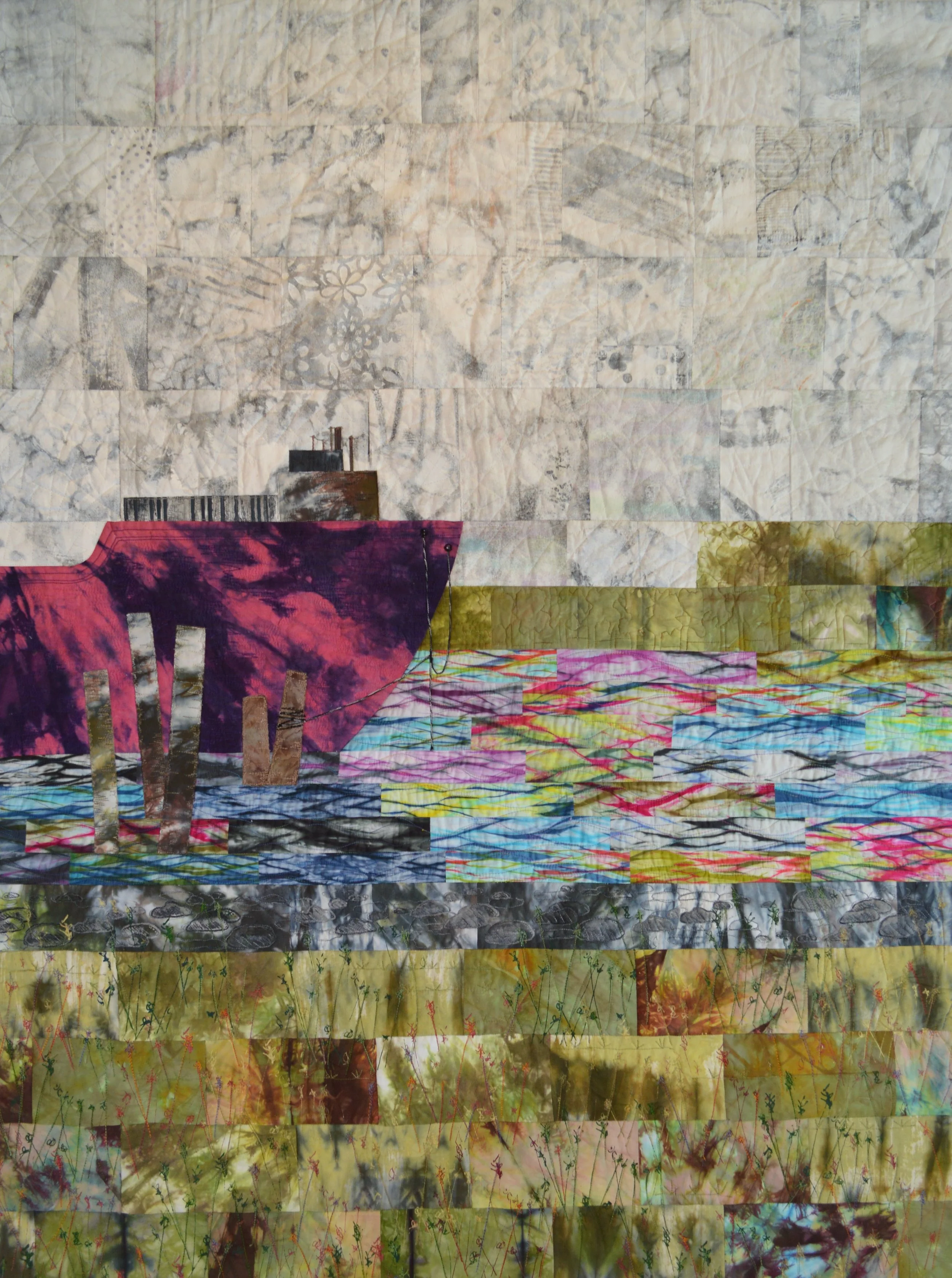 Along the Fraser (Textile- $3100 - 57" x 44" x 1/2") - Susan Purney Mark