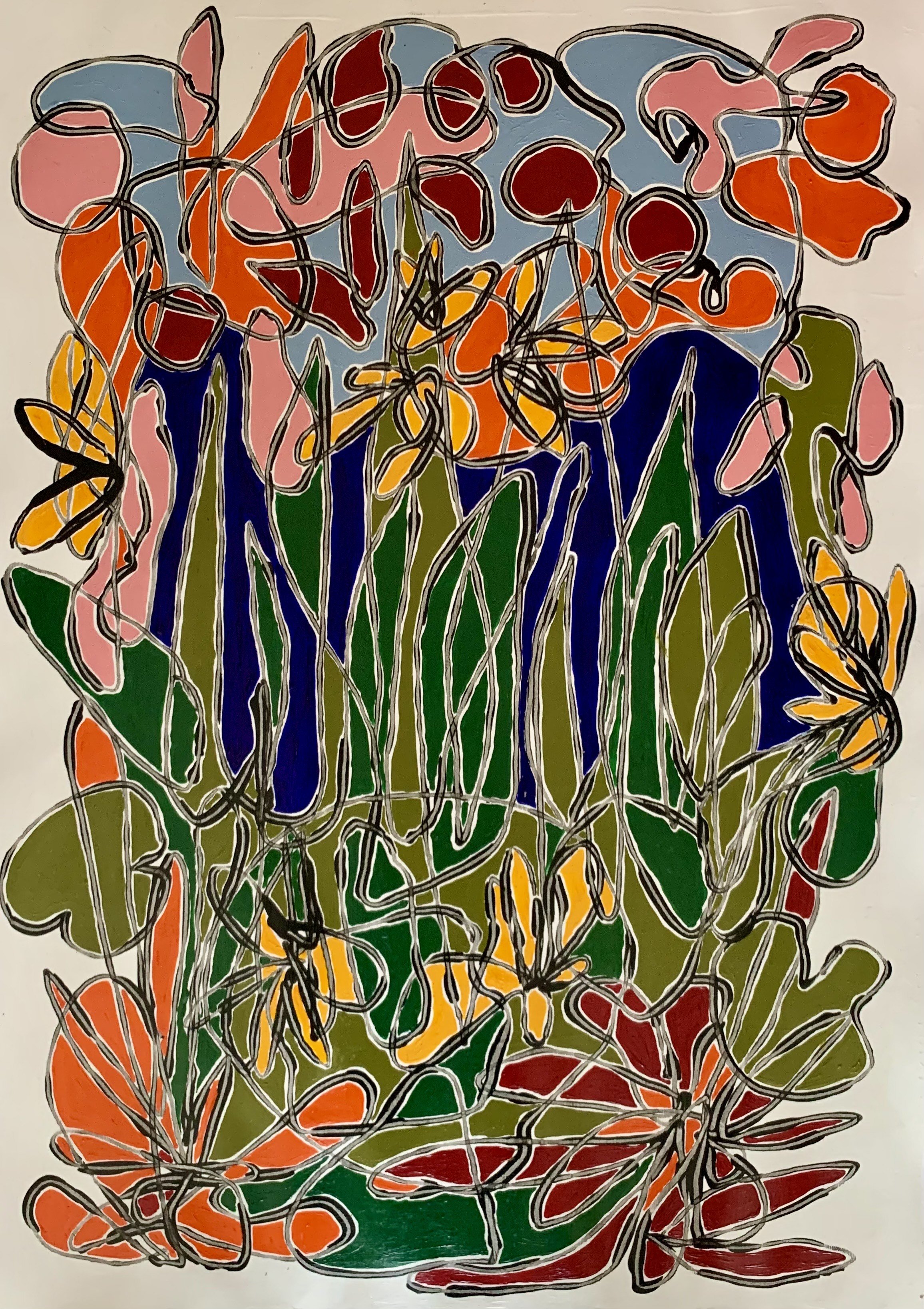Landscape with flowers (Painting - 23.4 x 33.1 x 0.014 inches - £ 210 - UK) Maria Thierf