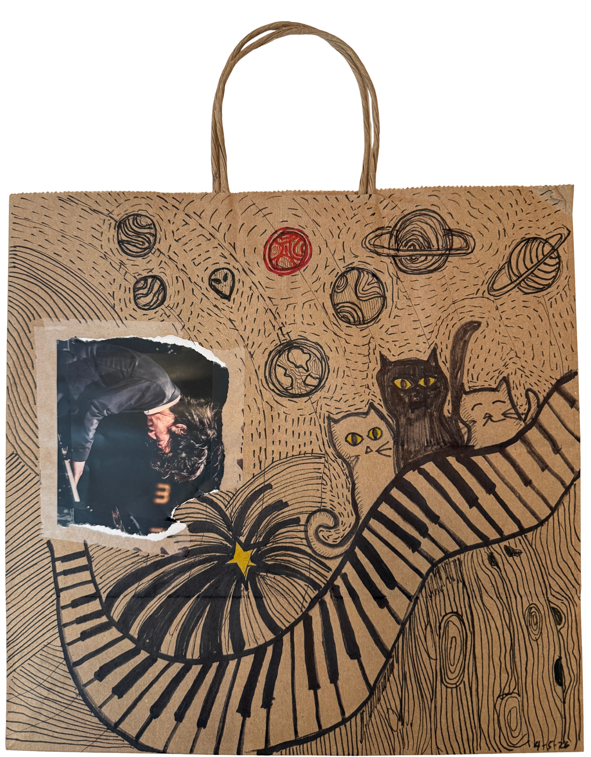Pianato (Mixed Media - 13" x 13" - $350 USD - USA) - Mars Taylor
