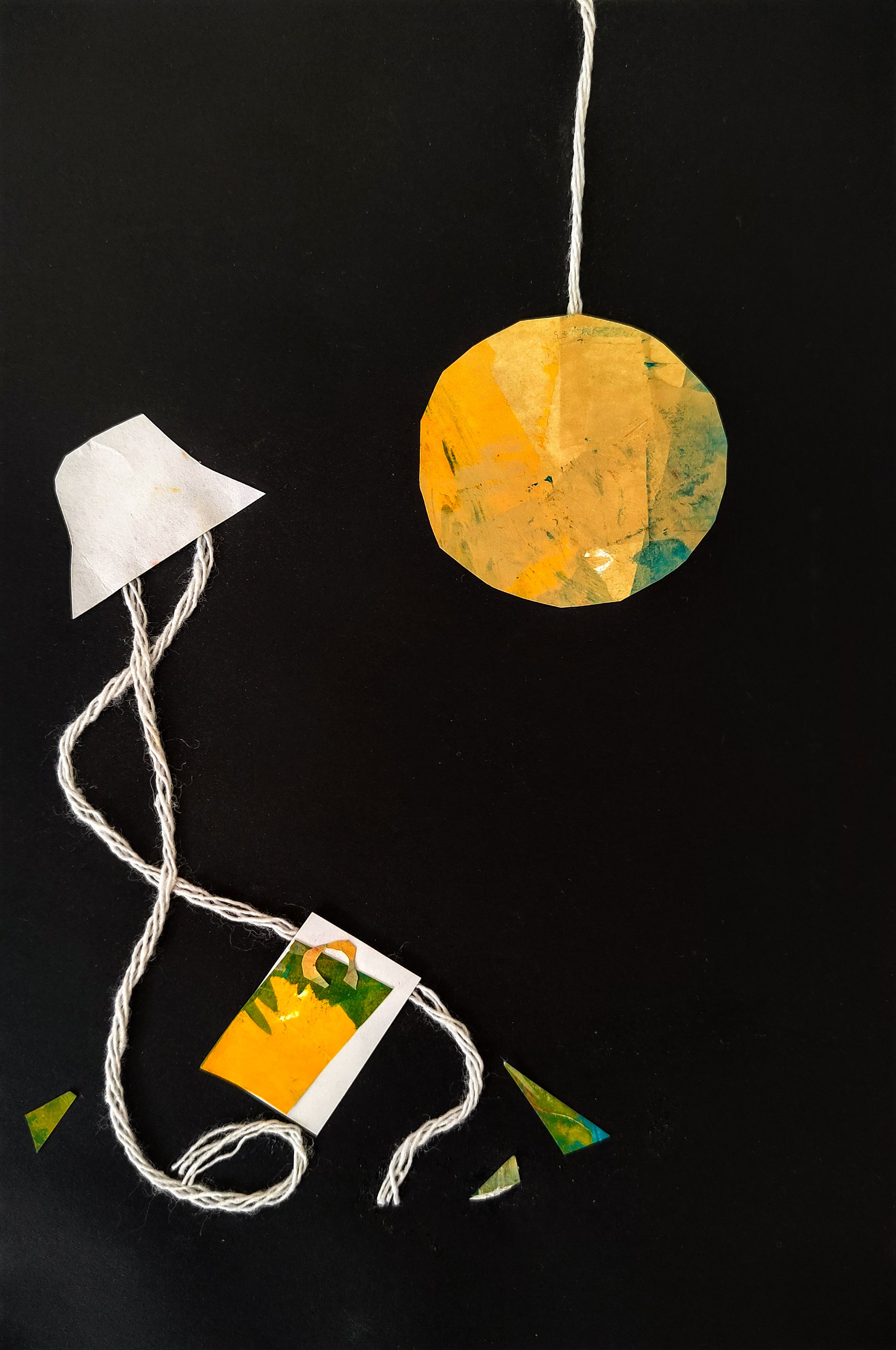Home Is Where Your Pieces of Paper Are (Mixed Media/painted paper, threads/collage - 8.2 x 5.5 in - $500 - Israel) Natalia Marginalia