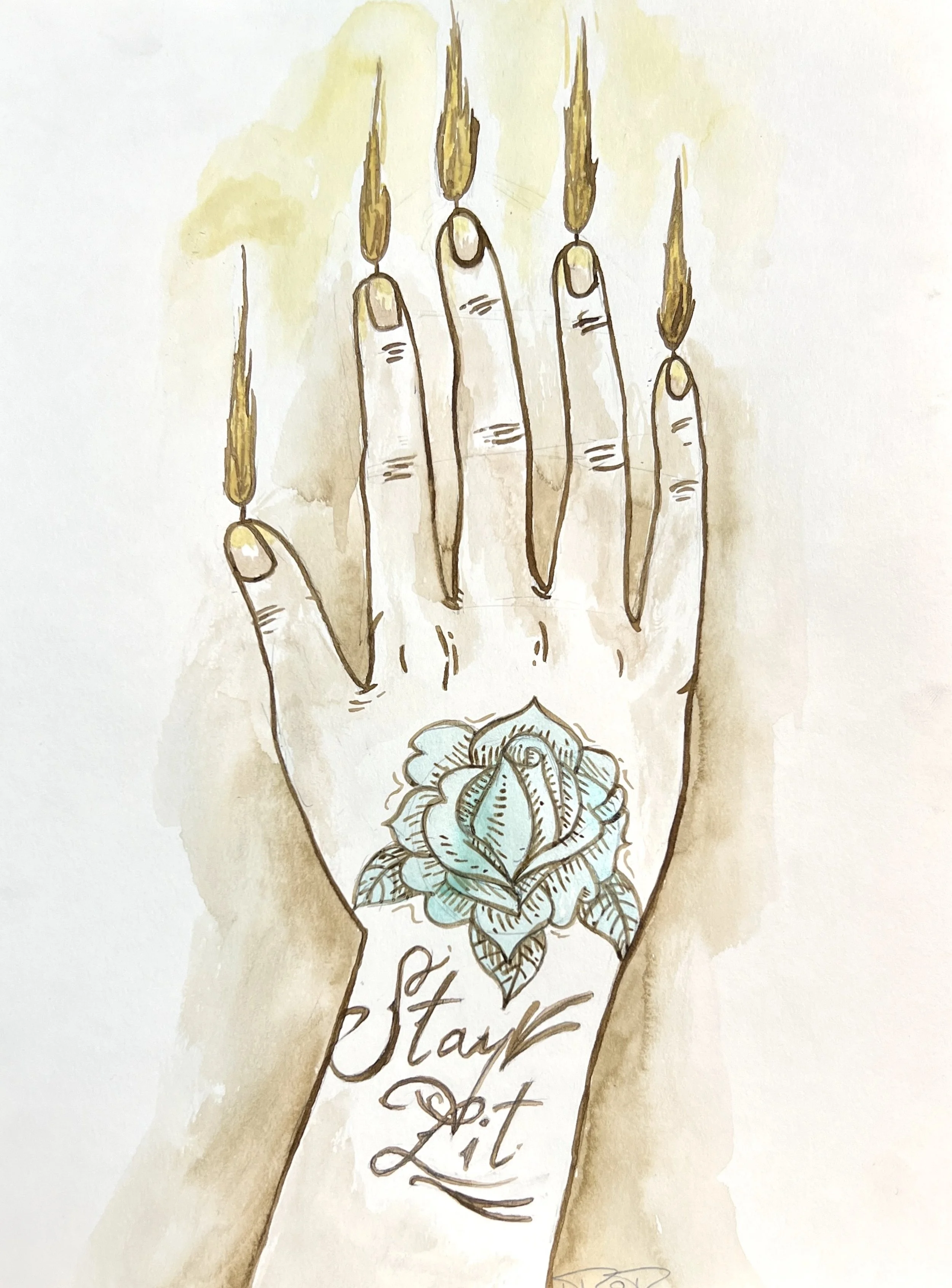 Stay Lit (Drawing - 12” x 9" - $100 USD - USA) Terri Jo Frew