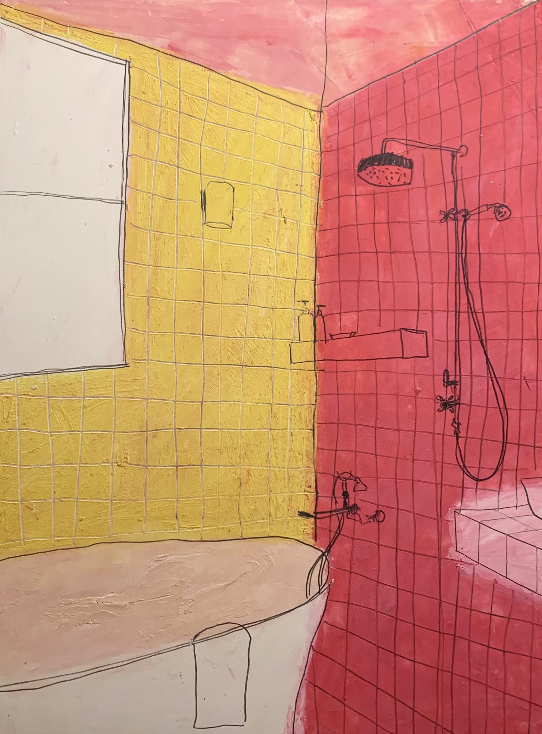 Bathroom I (Drawing - 9" x 12" - $250 USD - USA) Angelica Reisch