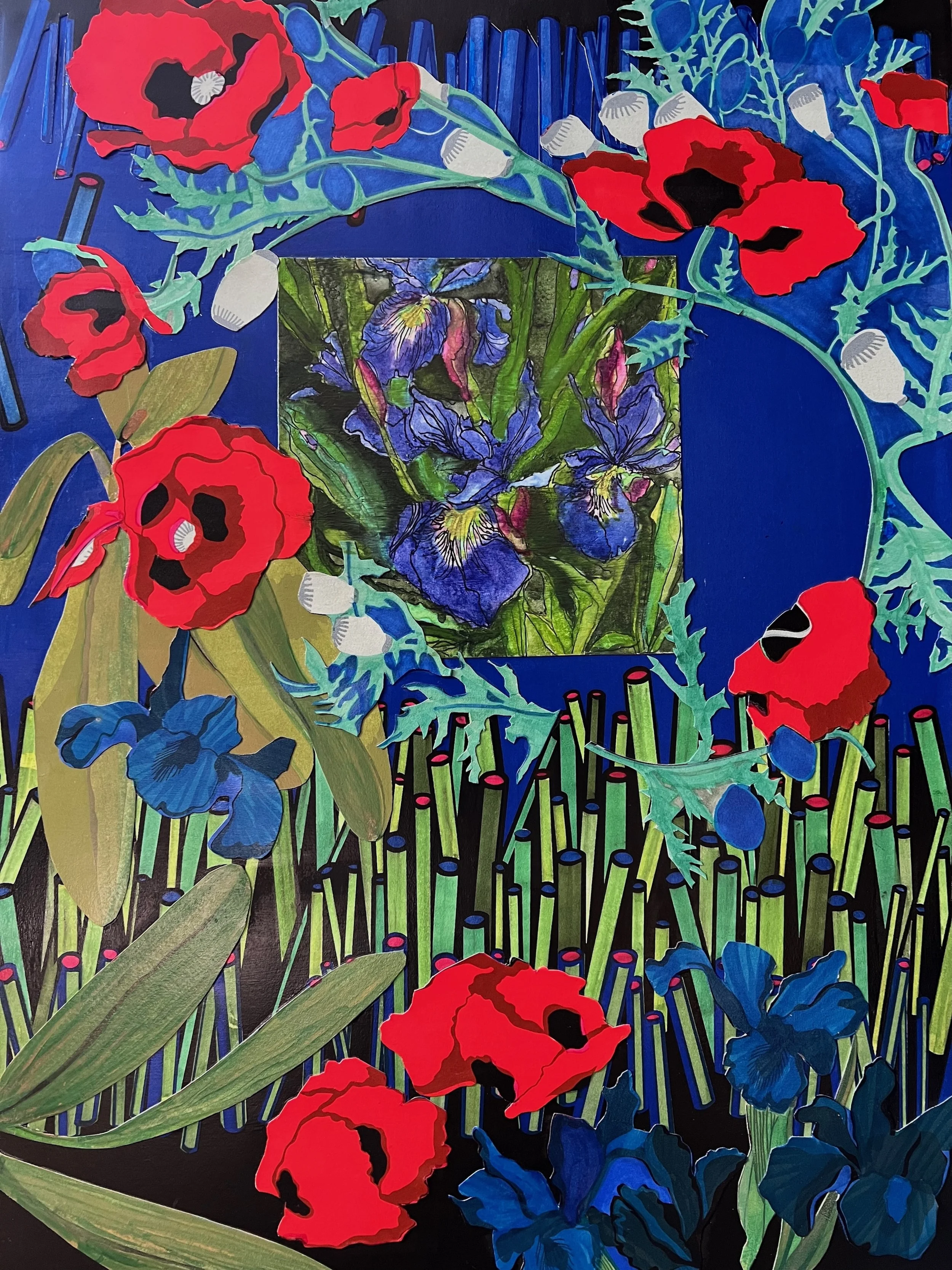 Mythical Garden (Mixed Media - 24" x 18" x 2" - $450 USD - USA) - Beverly Post Barrett
