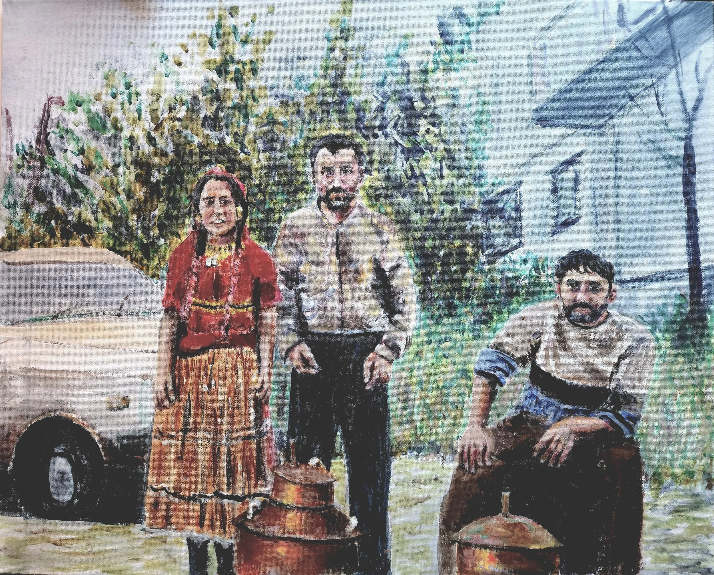 Three Roma in Bucharest (Painting - 20" x 16" x 1.5" - $250 CAD - Canada) Kevin Budd