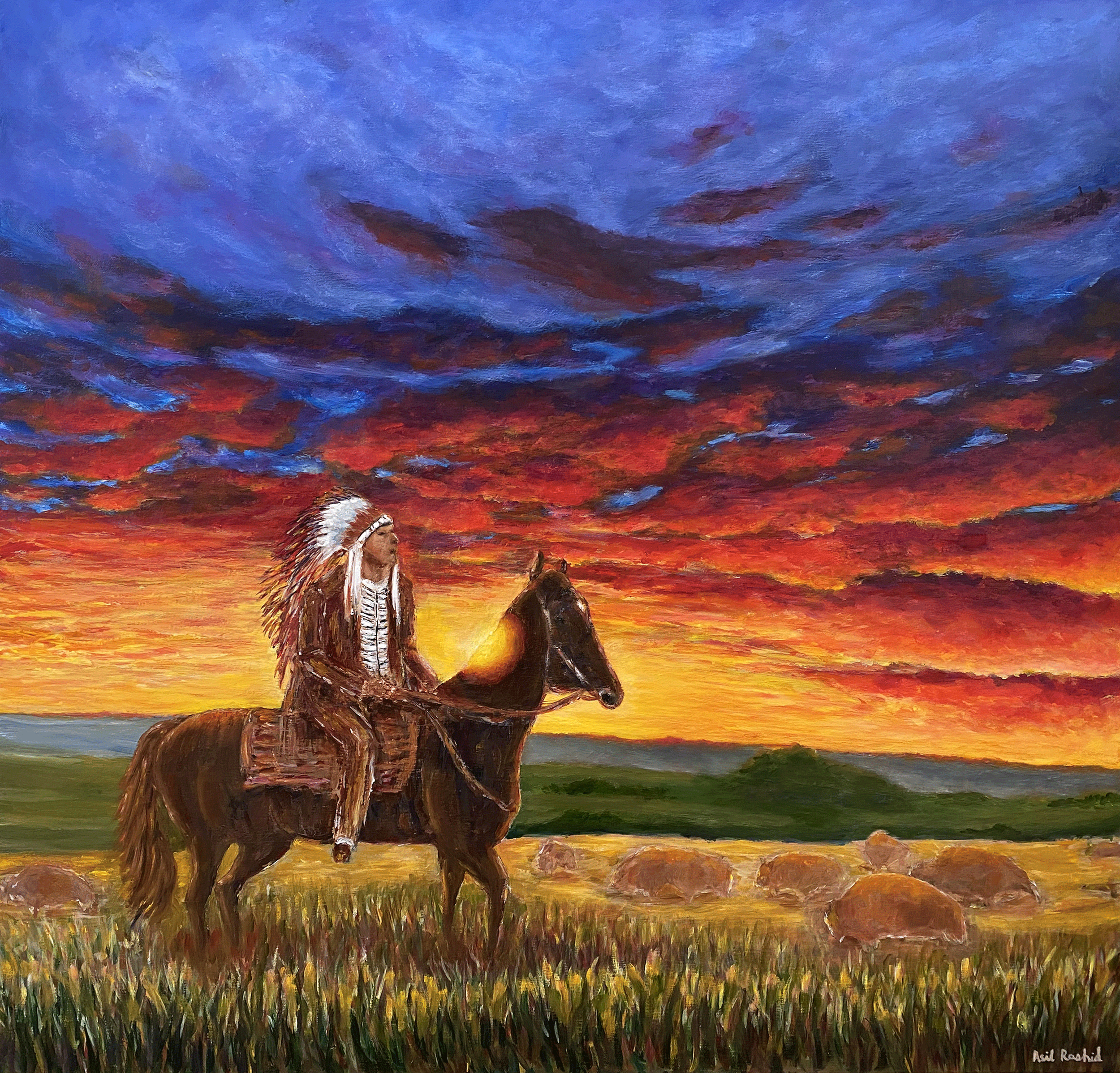 Beauty All Around Me (Painting - $1250 - 36*36*1.5) - Asil Rashid