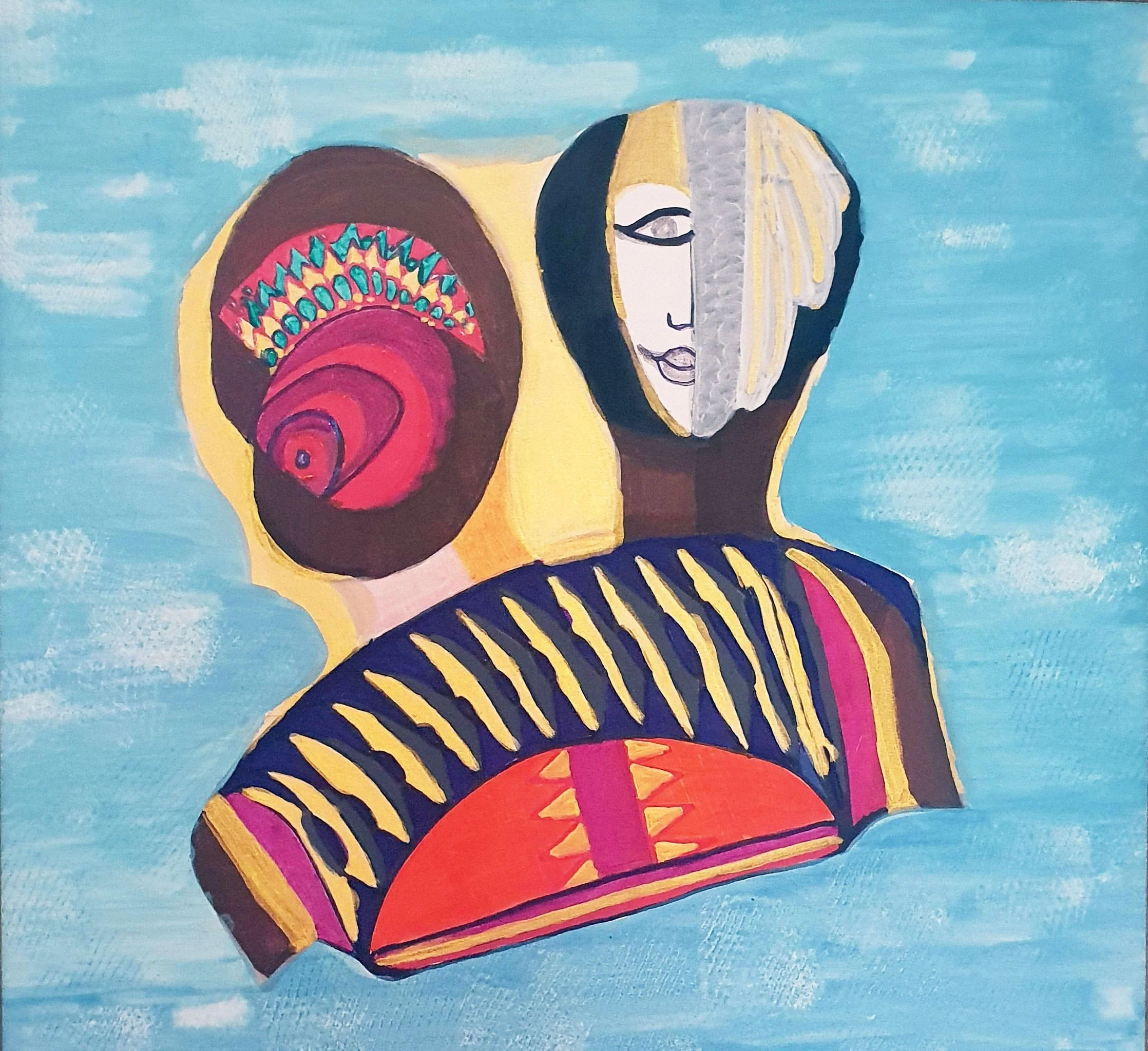 I and I (Painting - 26.5" x 29" x 1.5" - $10,000 - USA) - Hanna Kebbede