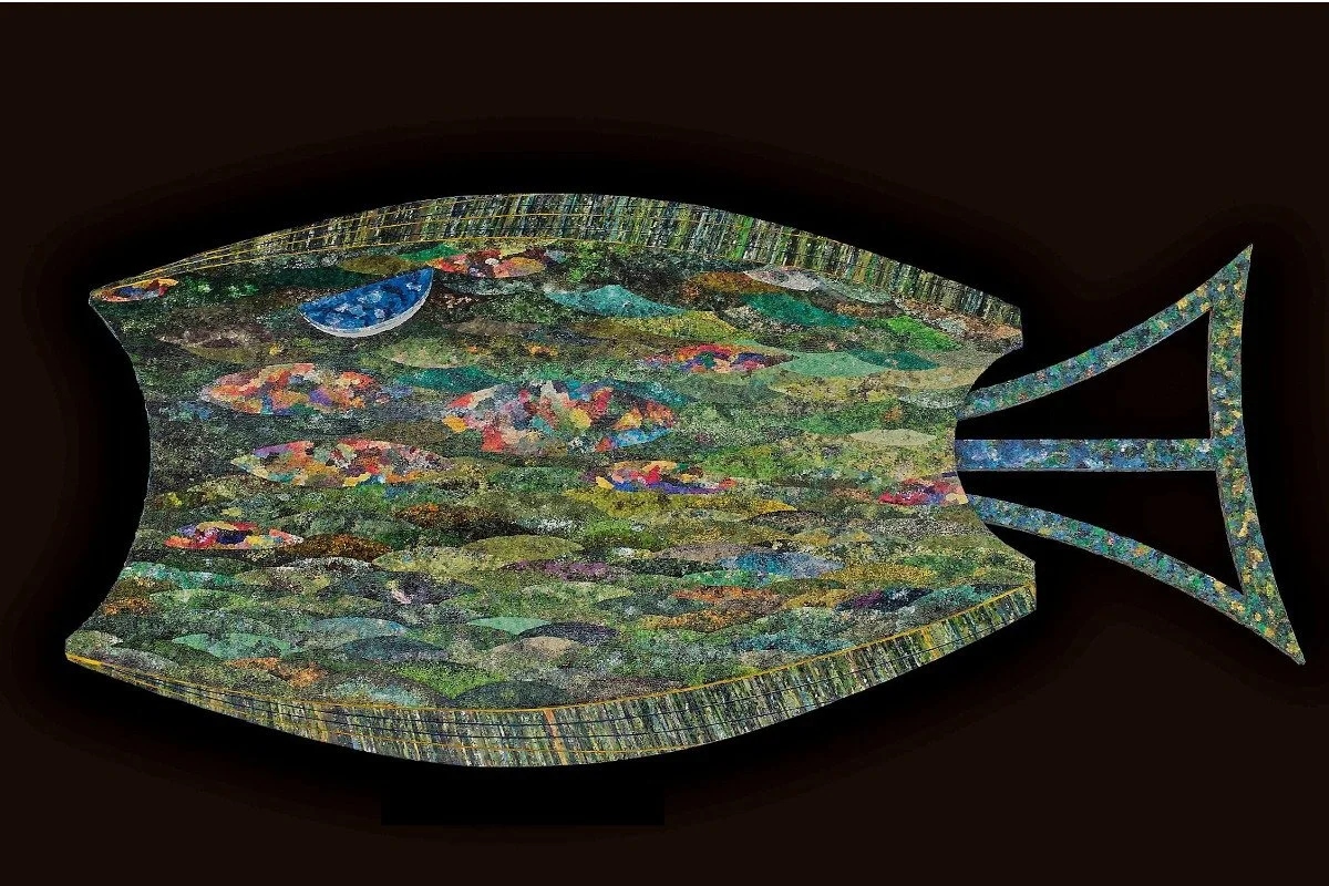 The fish (Unique Medium/concave plywood panel, framed at the back - 119cm X 223cm X 55cm - $5000 CAD - Canada) Marc Thivierge