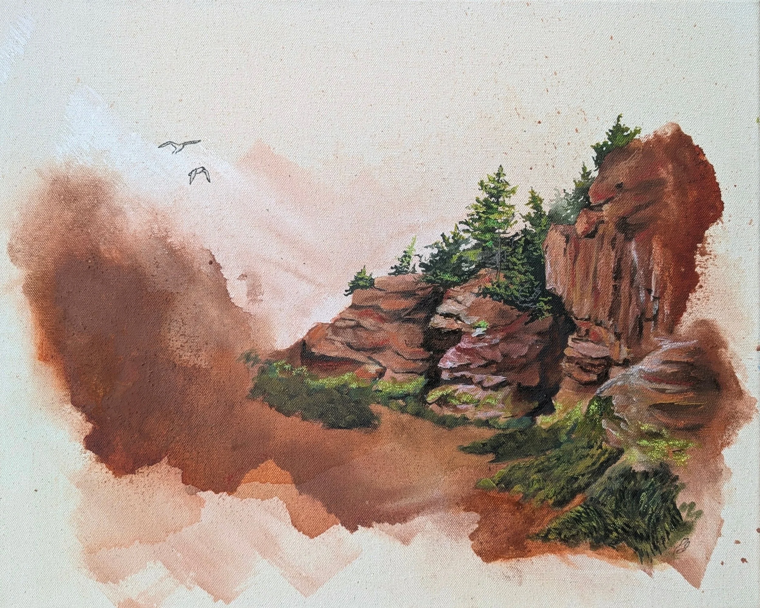Carved by the bay (Mixed Media - $450 - 20" x 16" x 0.75") - Emily Jane Kelly