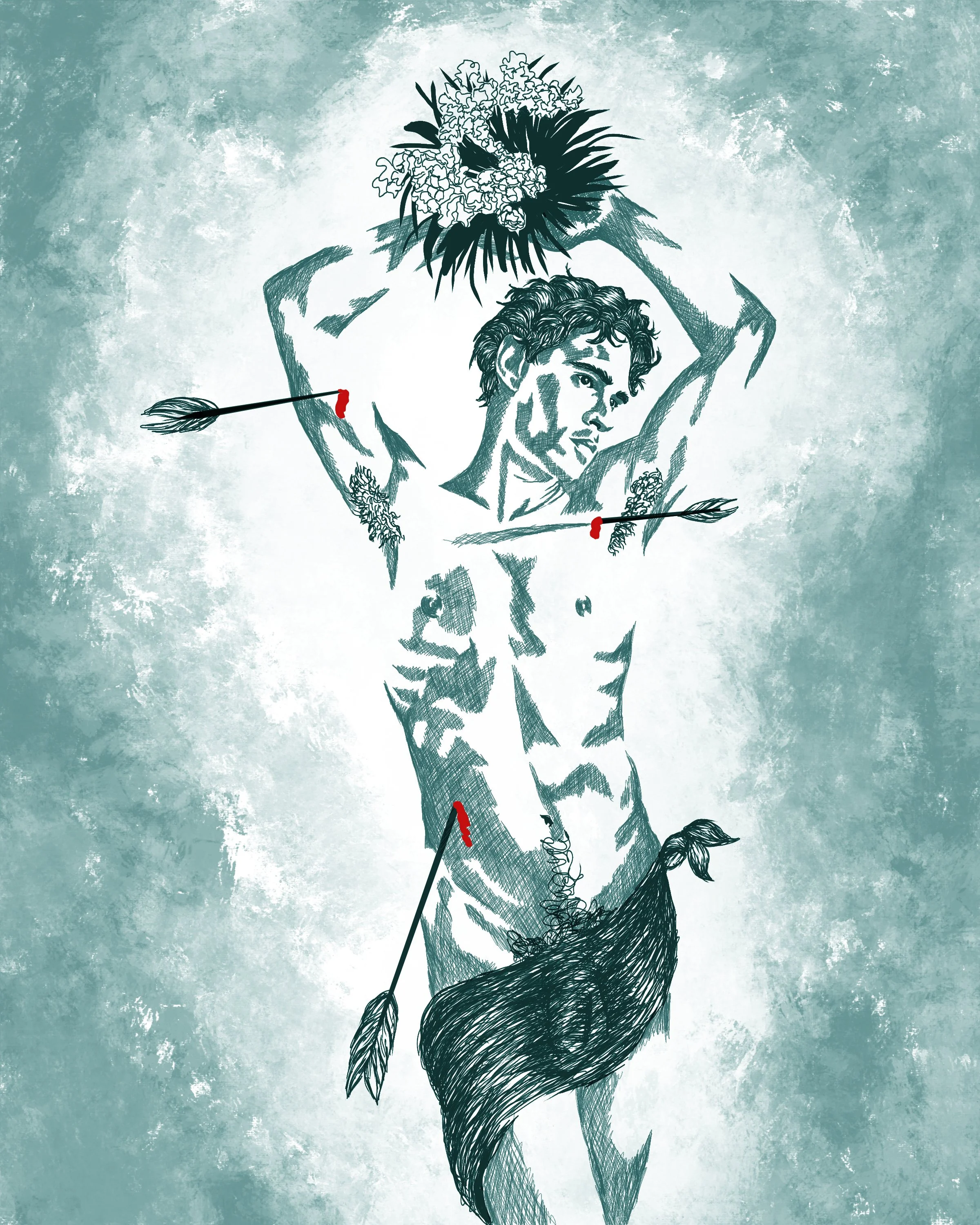 Saint-Sebastian 2 (Drawing - $300 - 8 x 10 in) - Cesar Vianna