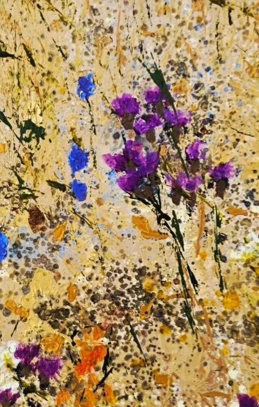 Detail of a contemporary landscape painting by Sally Stafford