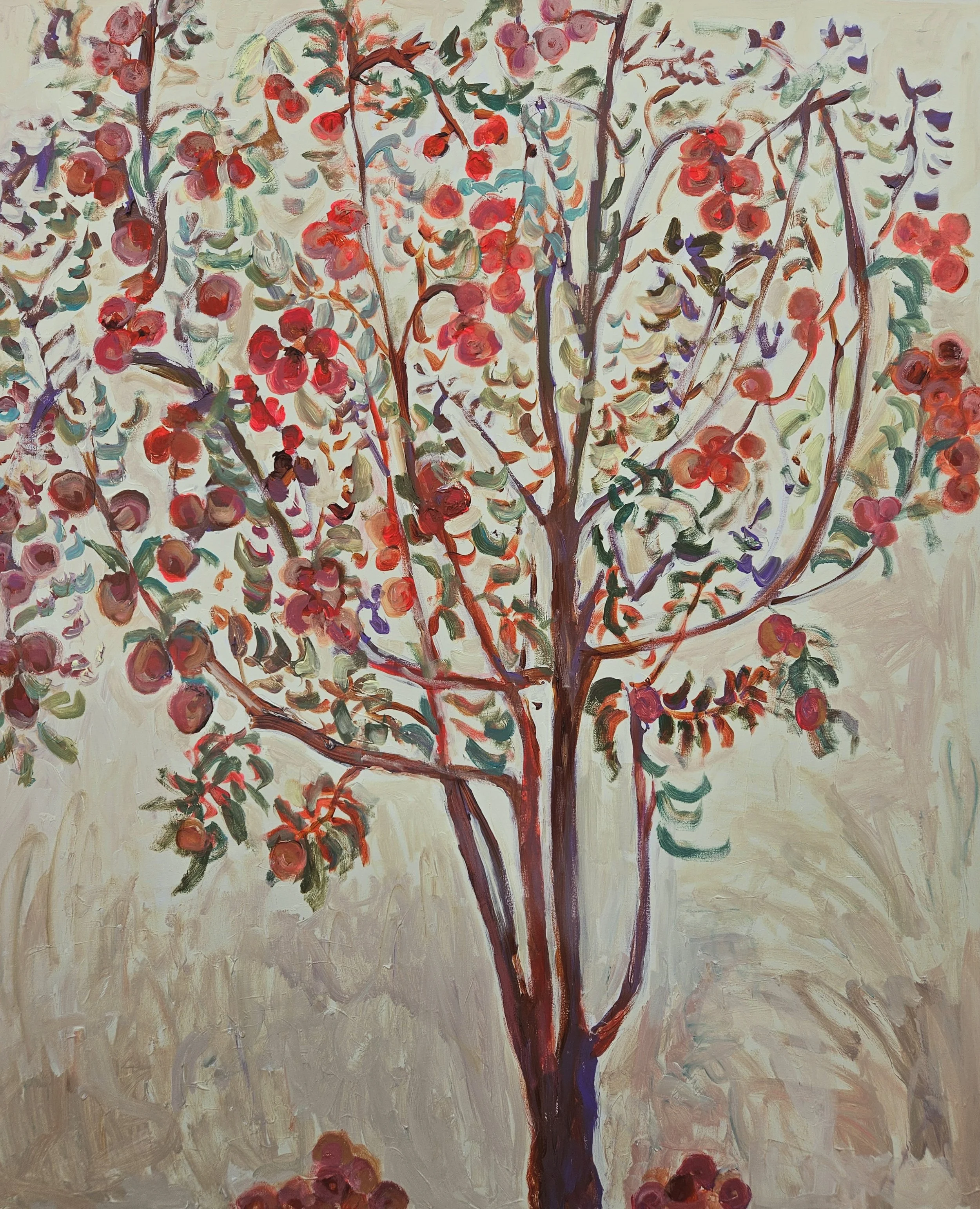The Apple Tree, painting by Sally Stafford of an old apple tree in her garden