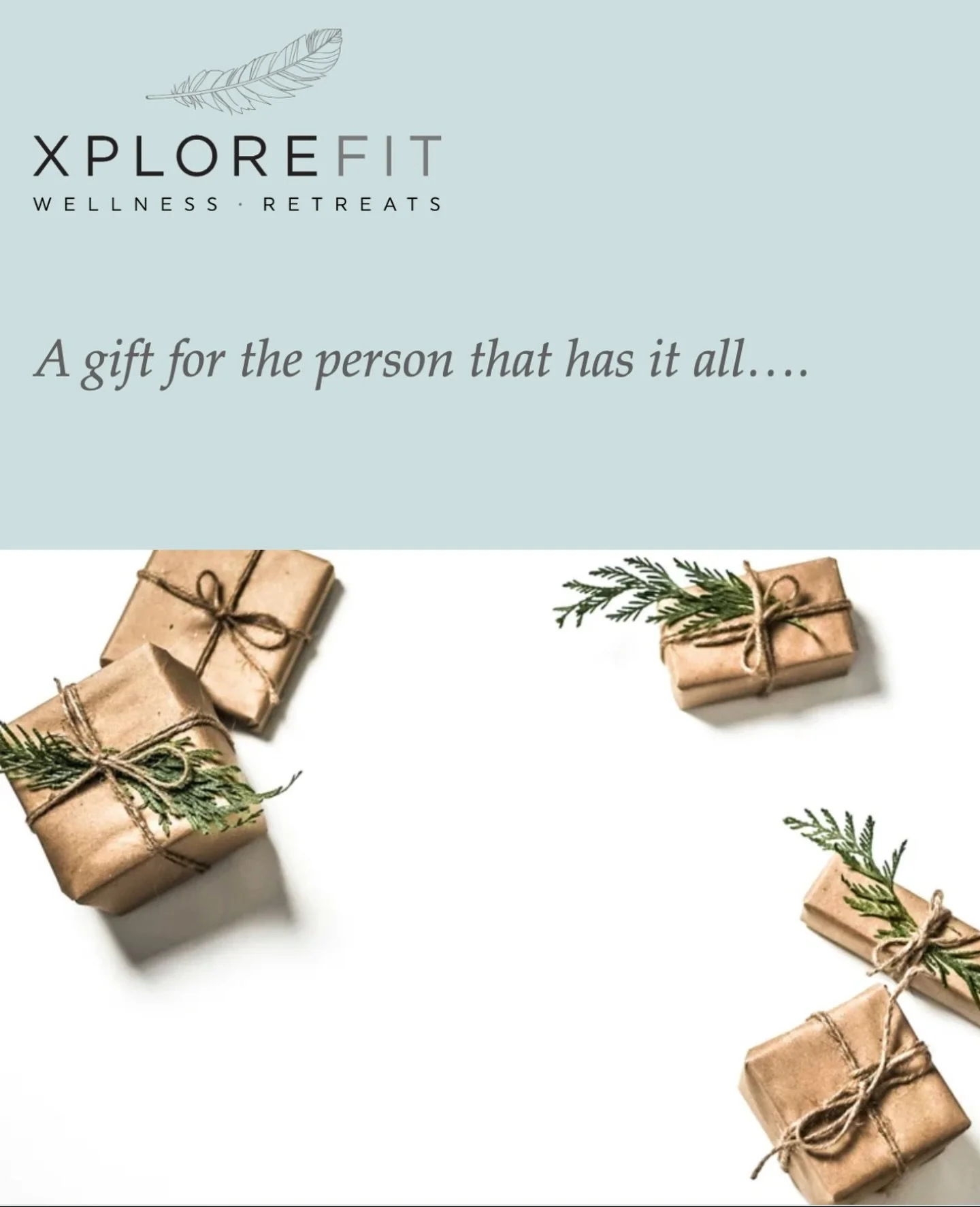 Give the gift of time, space, and self-care.
XPLOREFIT gift cards from $100&mdash;redeemable for any retreat experience.

#XPLOREFIT #WellnessJourney #RetreatLife #GiftOfWellness #MindfulLiving