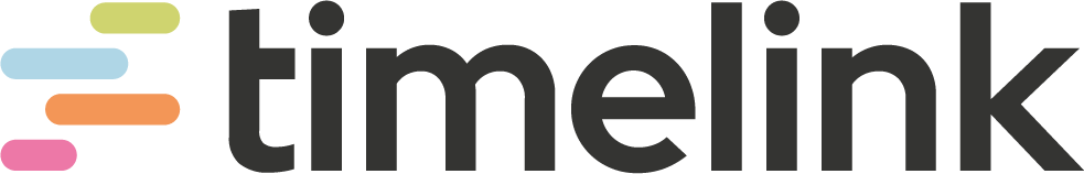 Das Logo von Timelink, bestehend aus stilisierten, farbigen Linien neben dem Schriftzug 'timelink' in schwarzer Schrift.